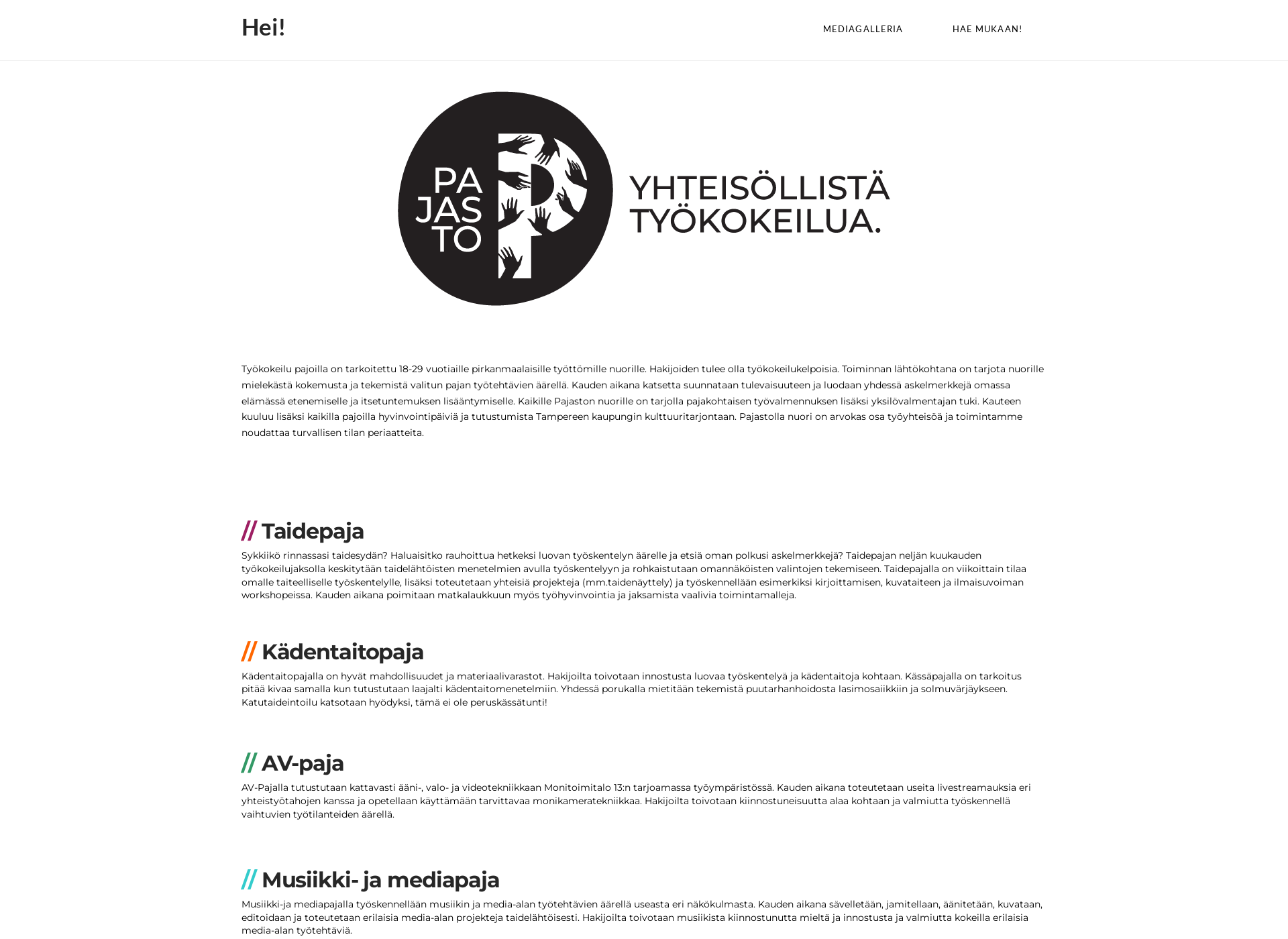 Screenshot for pajasto.fi