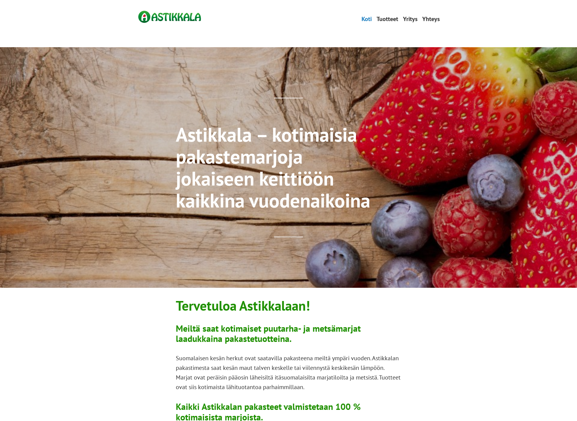 Skärmdump för pakastemarja.fi