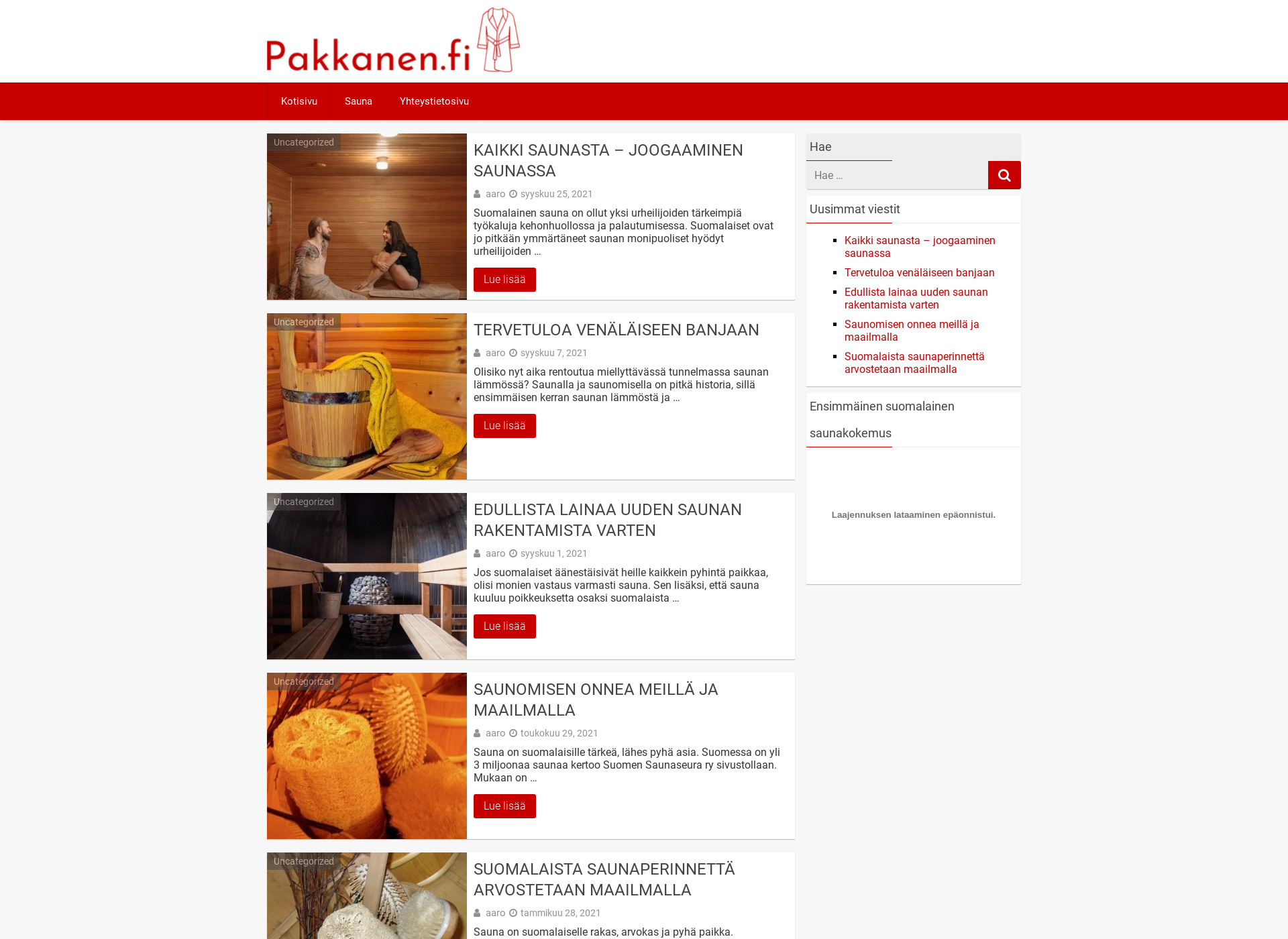 Screenshot for pakkanen.fi