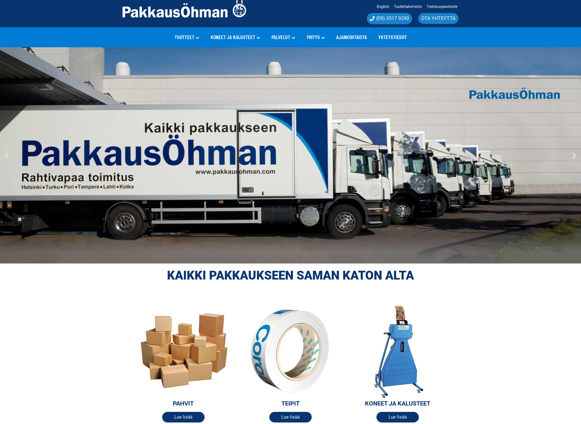 Skärmdump för pakkausohman.fi