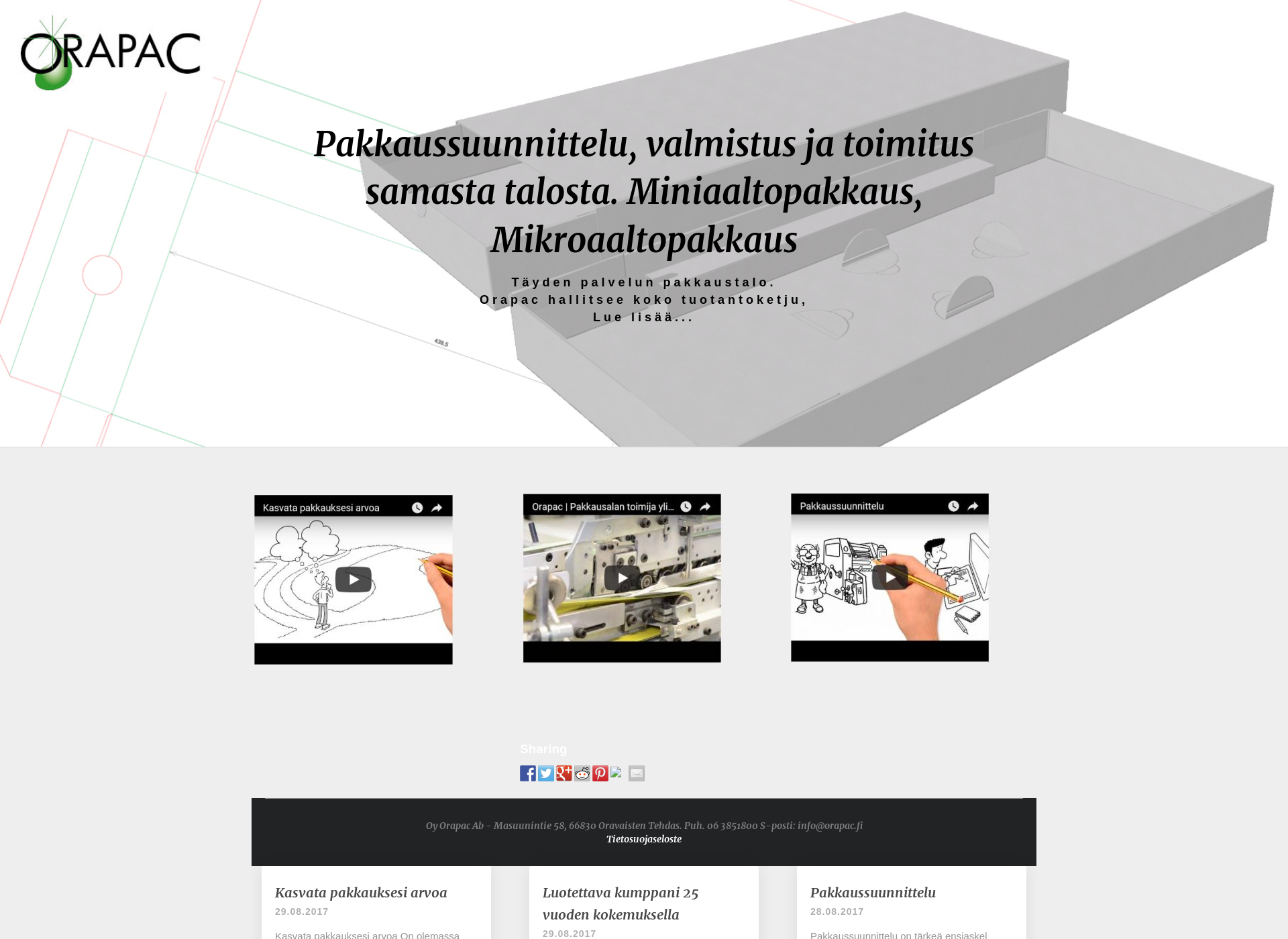 Skärmdump för pakkaussuunnittelu-orapac.fi