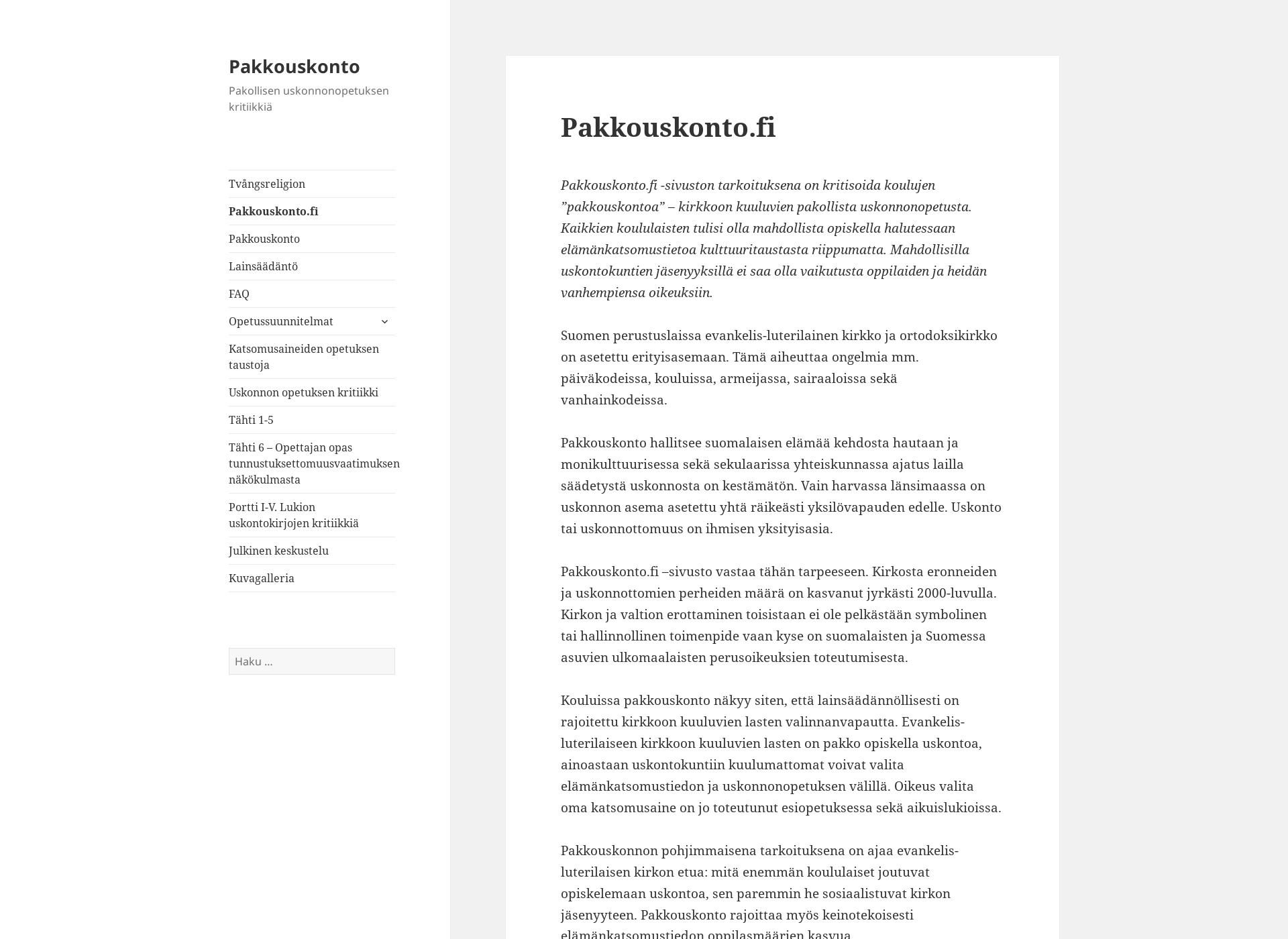 Skärmdump för pakkouskonto.fi