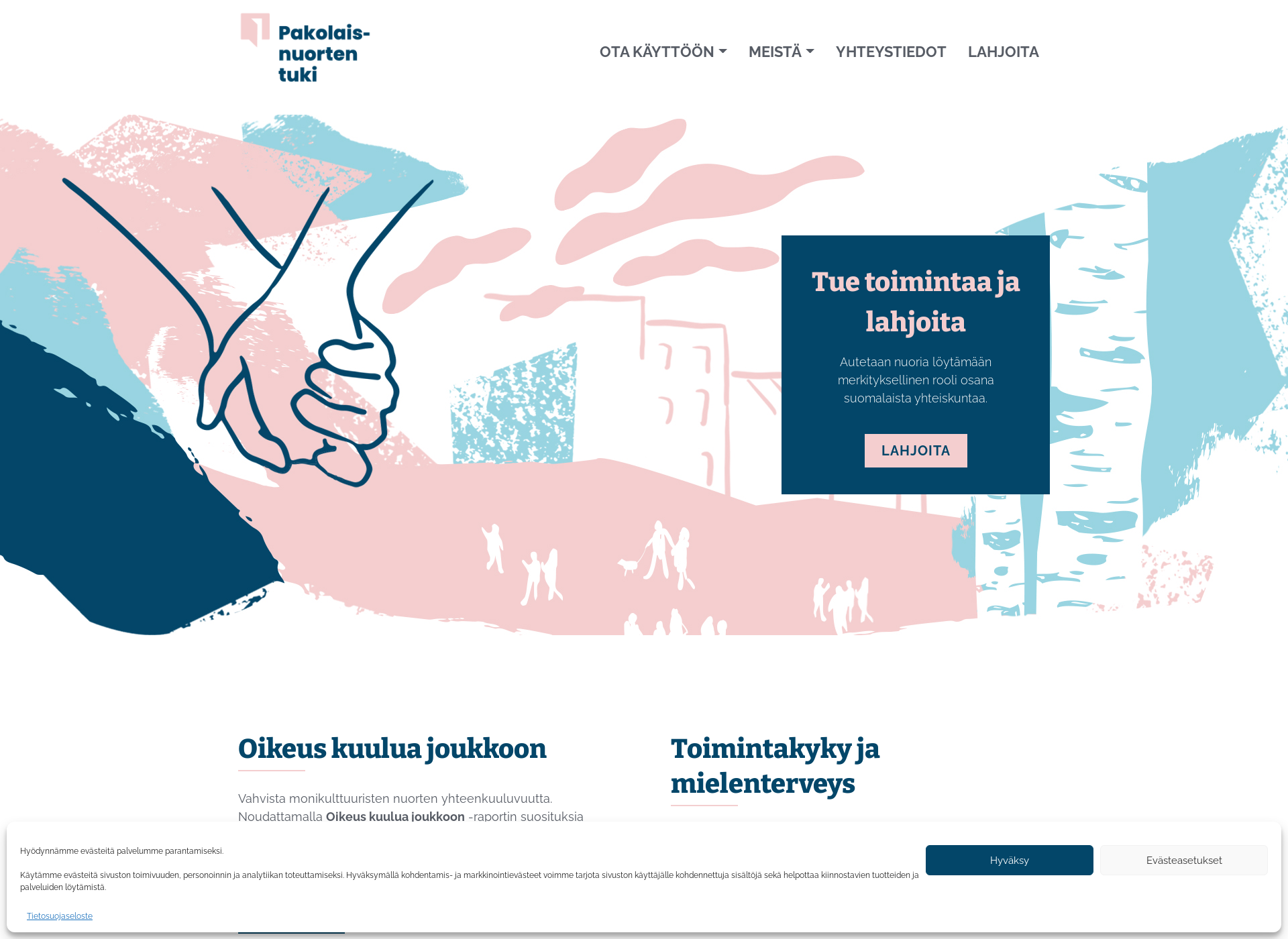 Näyttökuva pakolaisnuortentuki.fi