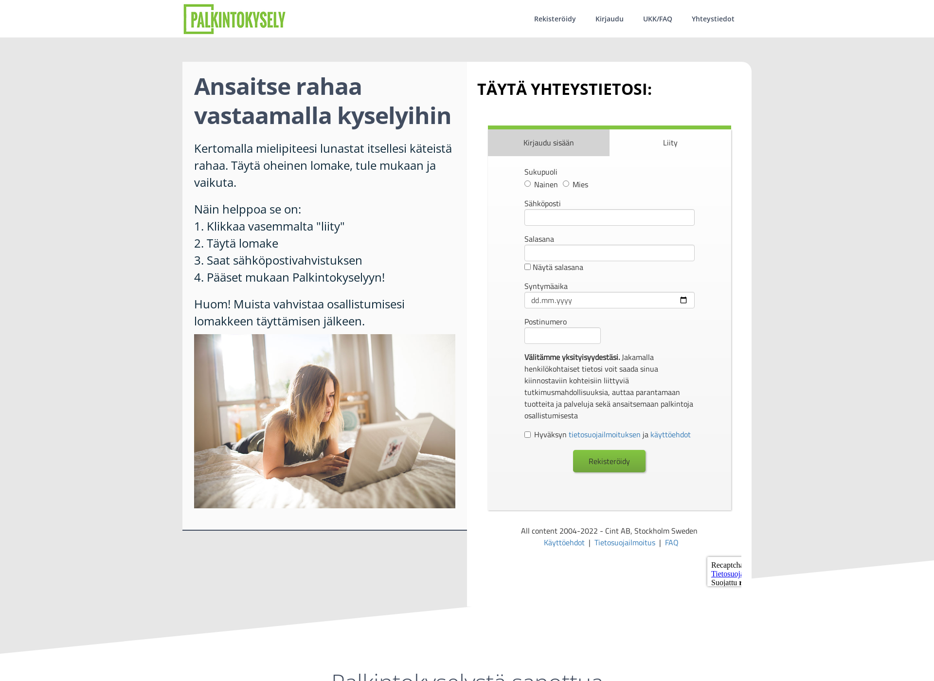 Screenshot for palkintokysely.fi