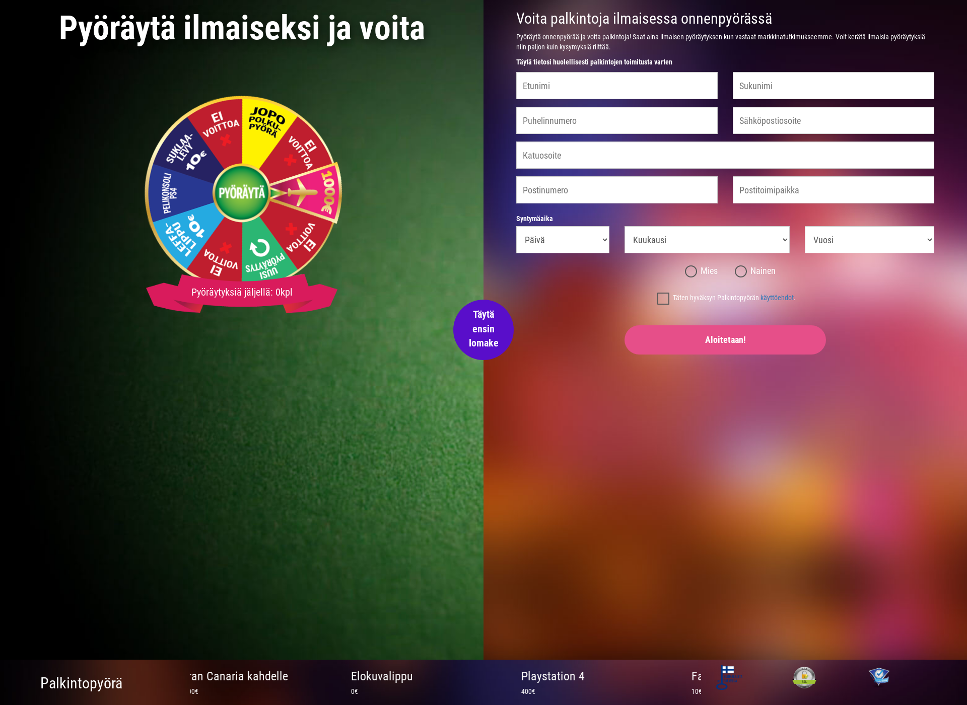 Screenshot for palkintopyora.fi