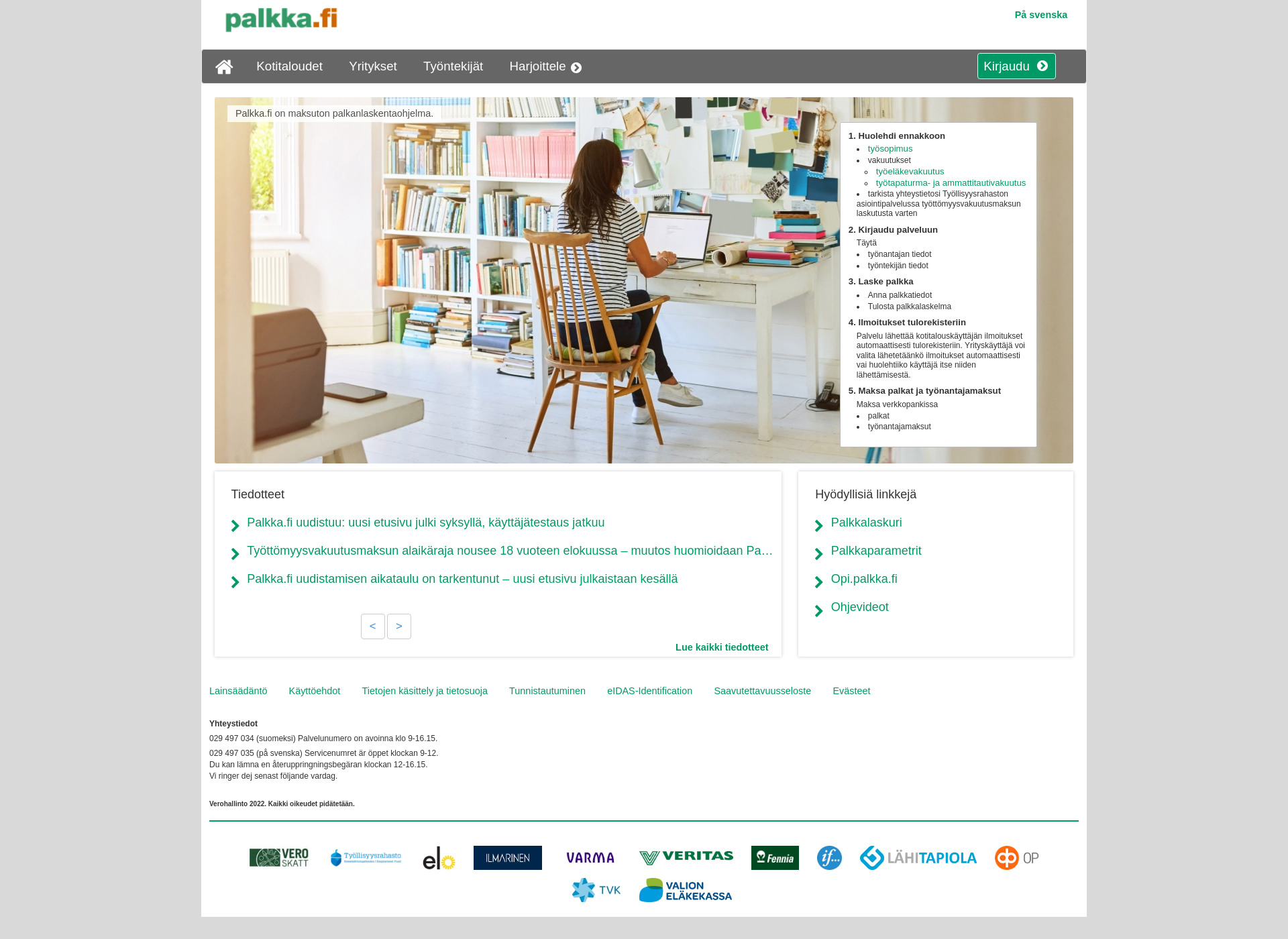 Skärmdump för palkka.fi