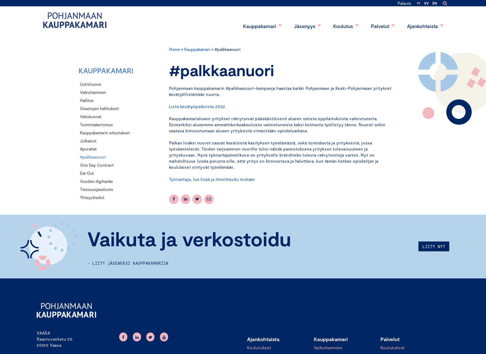 Skärmdump för palkkaanuori.fi