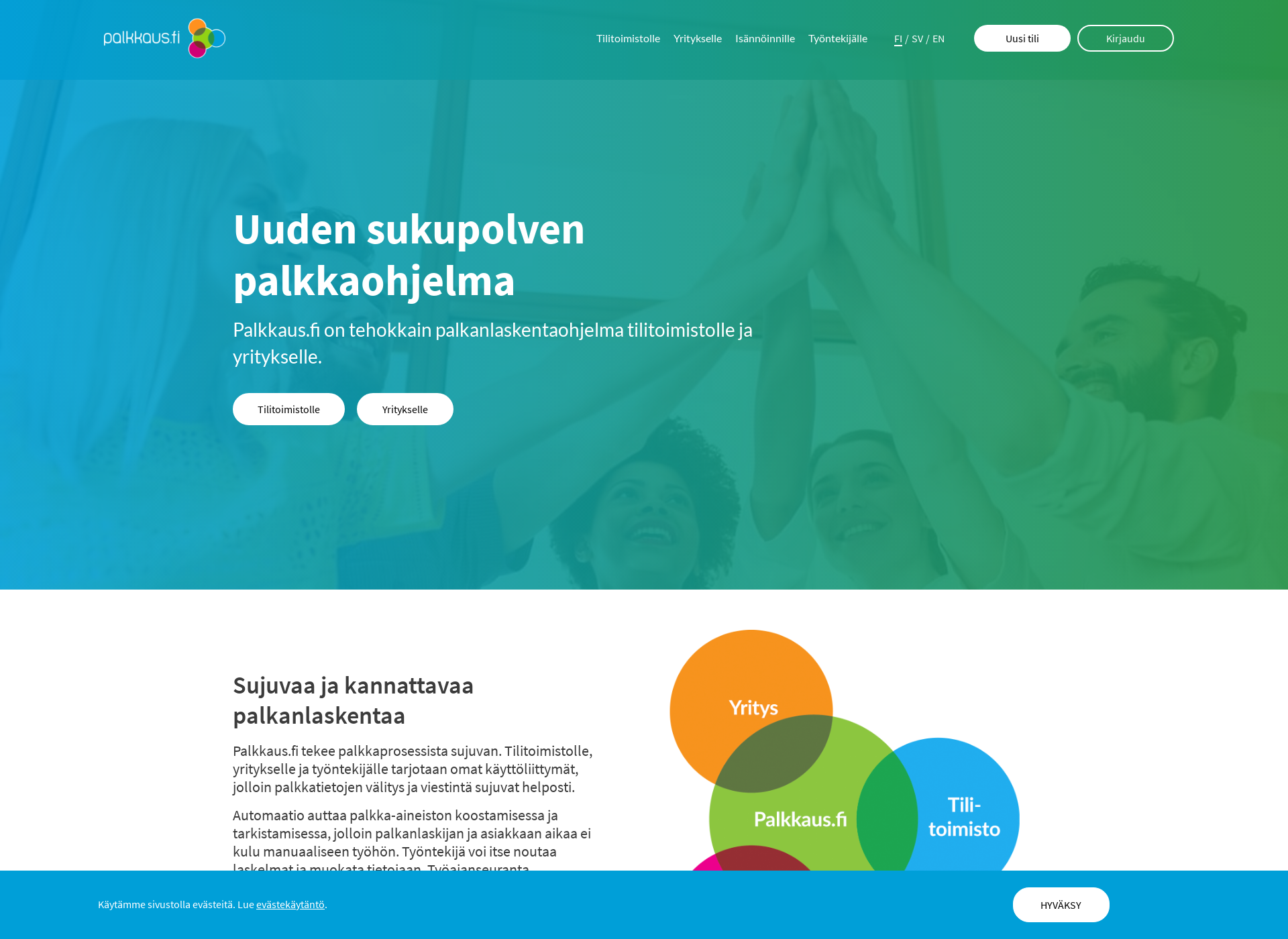 Skärmdump för palkkaus.fi