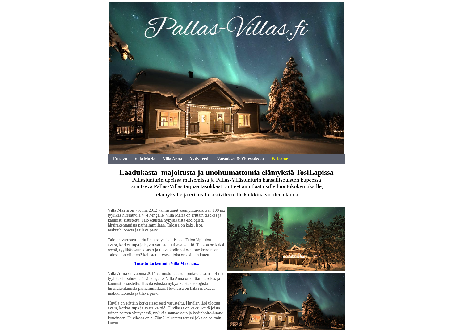 Screenshot for pallas-villas.fi