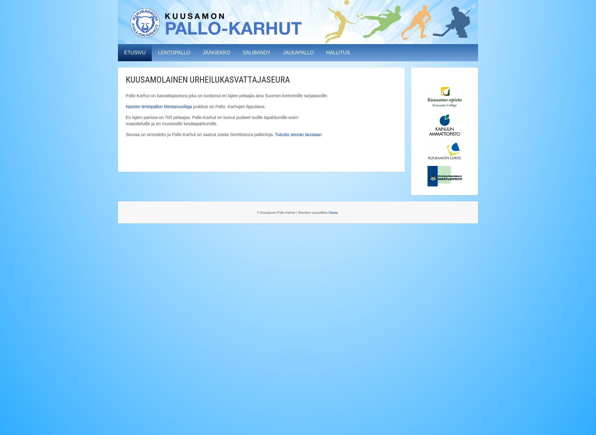 Skärmdump för pallokarhut.fi