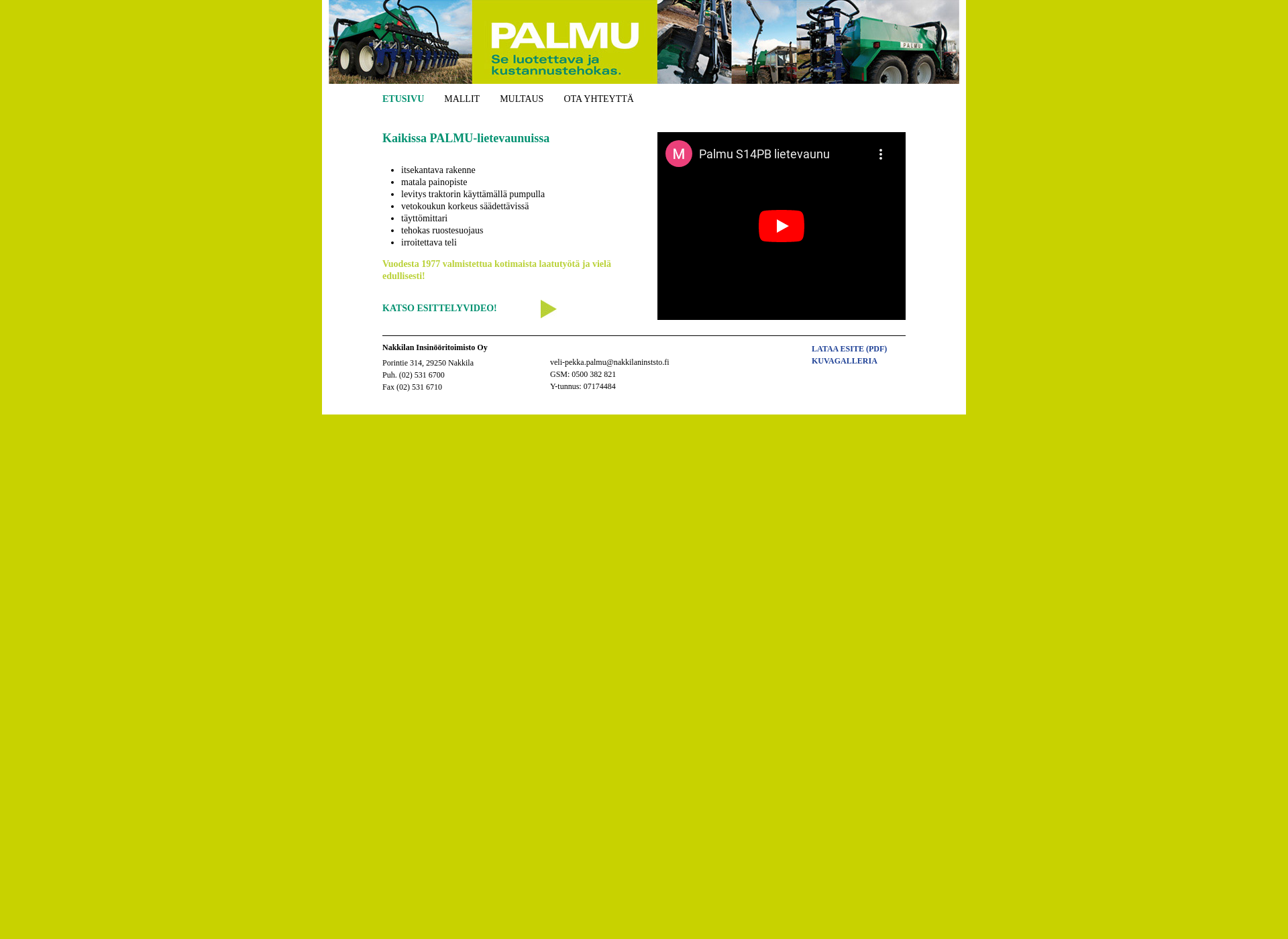 Skärmdump för palmuvaunut.fi