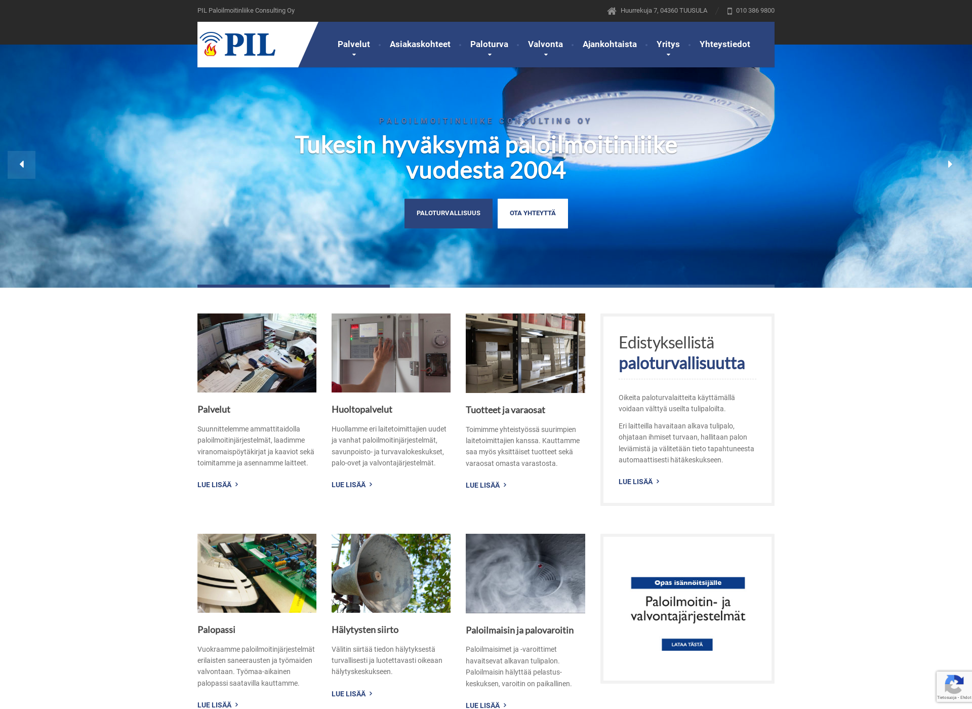 Skärmdump för paloilmoitinliike.fi