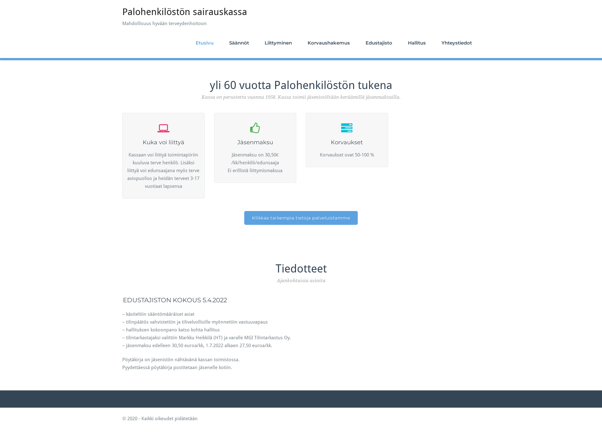 Screenshot for palosairauskassa.fi