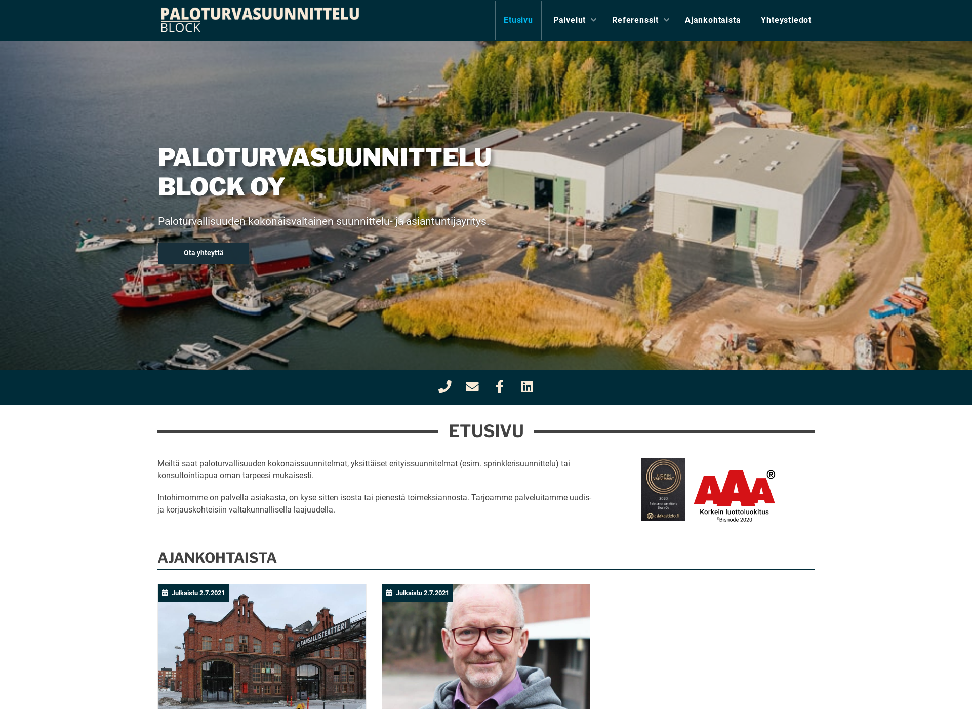 Screenshot for paloturvasuunnittelu.fi
