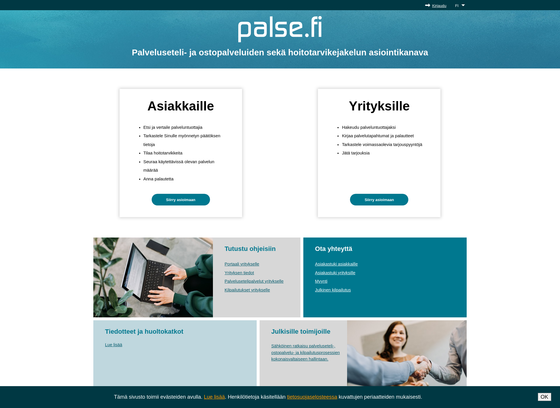 Skärmdump för palse.fi