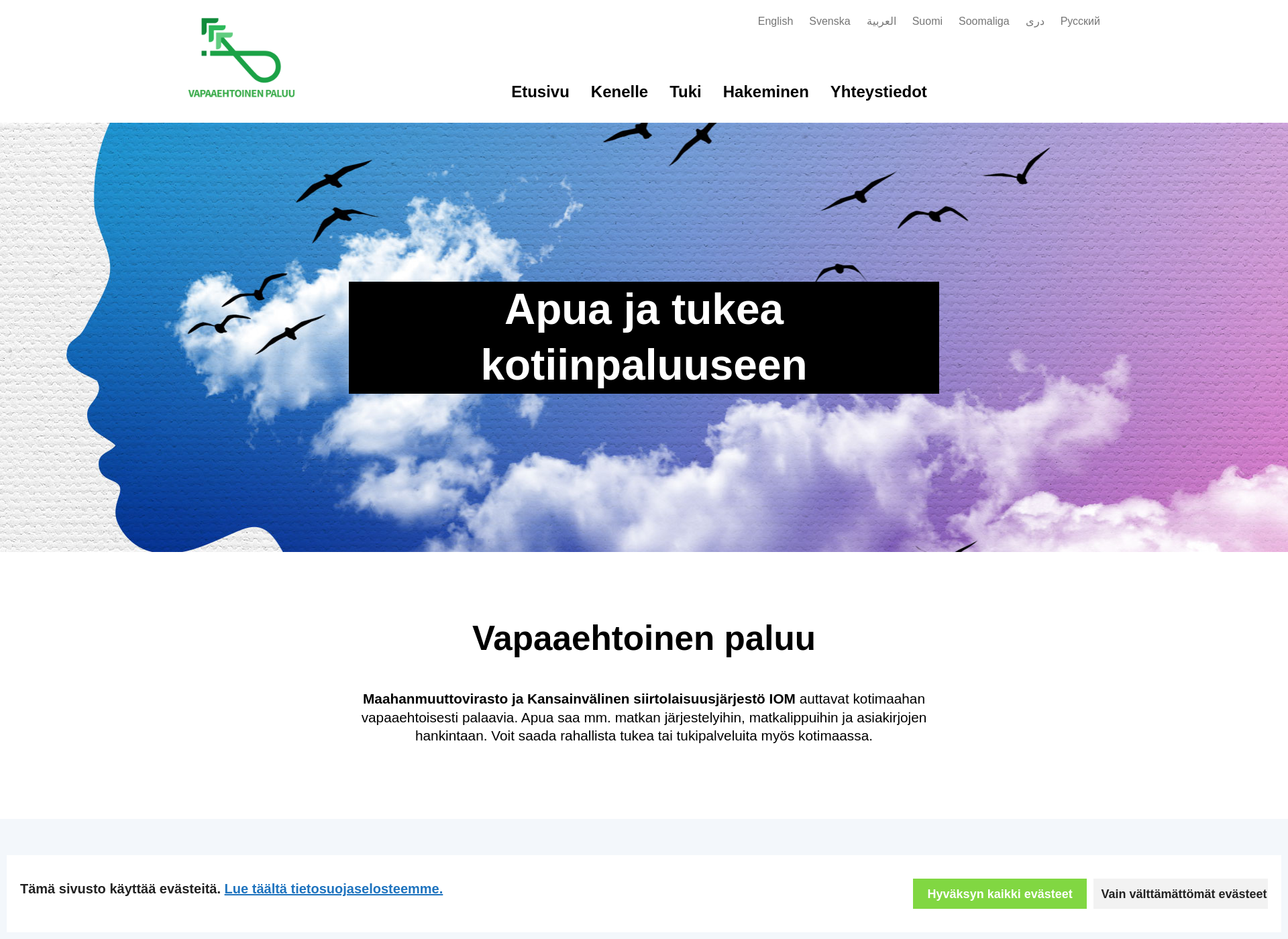 Screenshot for paluuinfo.fi