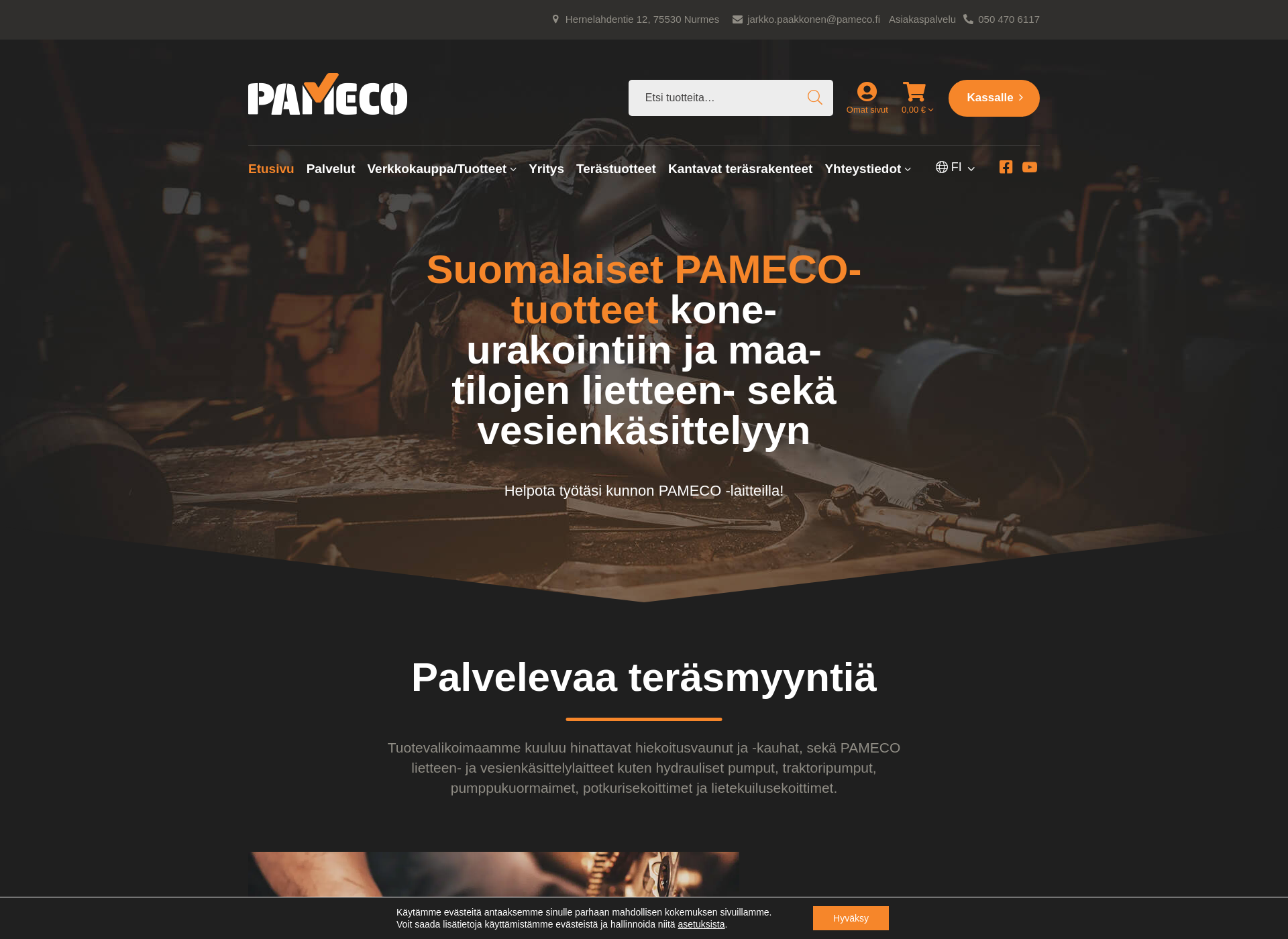 Skärmdump för pameco.fi