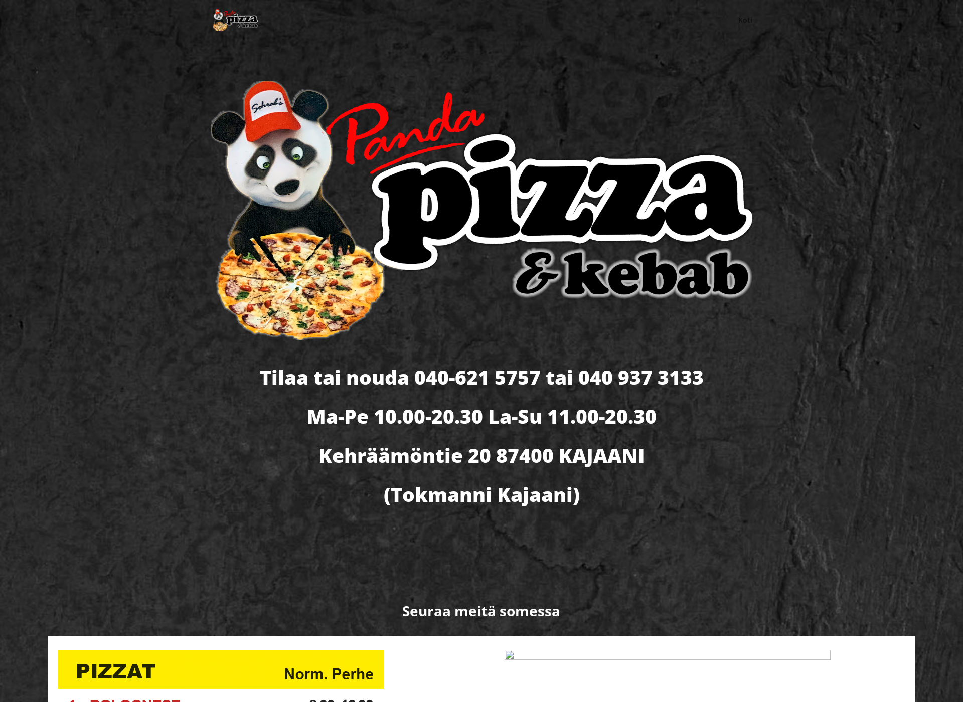 Screenshot for pandapizza.fi
