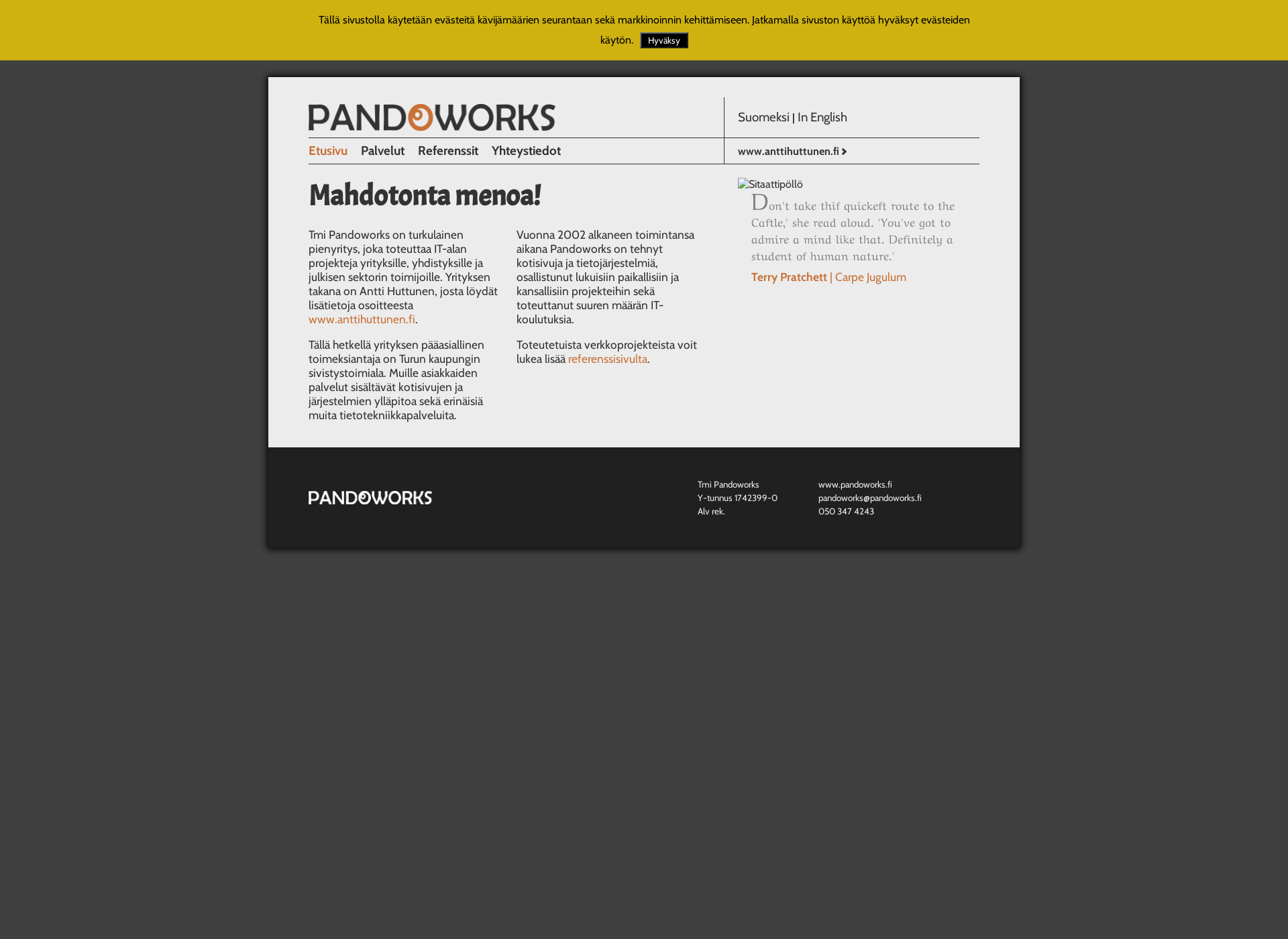 Skärmdump för pandoworks.fi