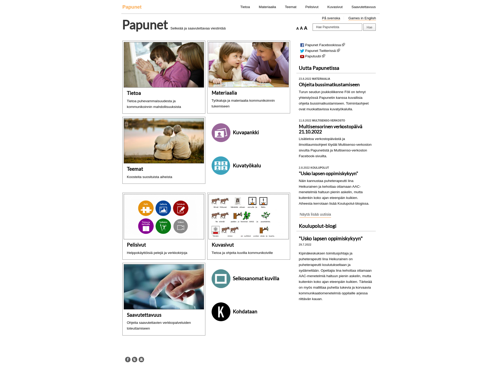 Screenshot for papunet.fi