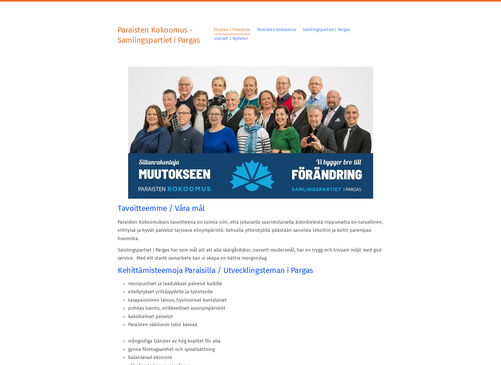 Skärmdump för paraistenkokoomus.fi