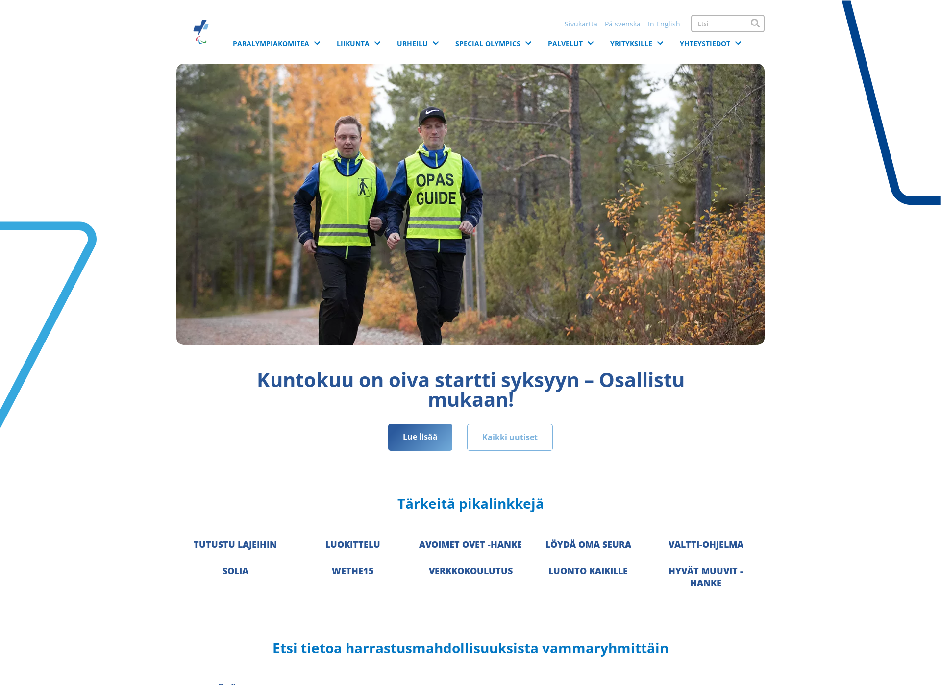 Skärmdump för paralympia.fi