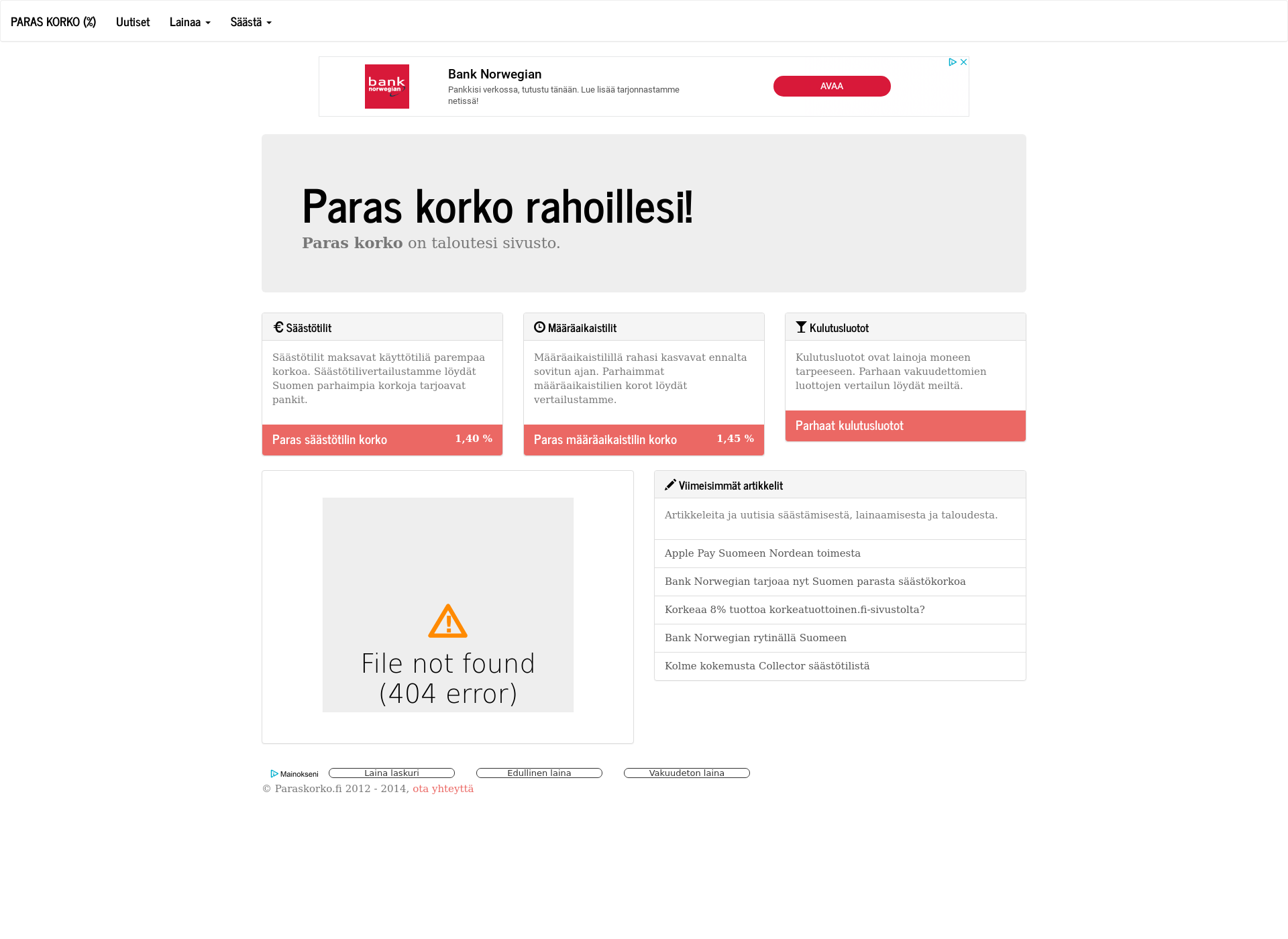 Skärmdump för paraskorko.fi