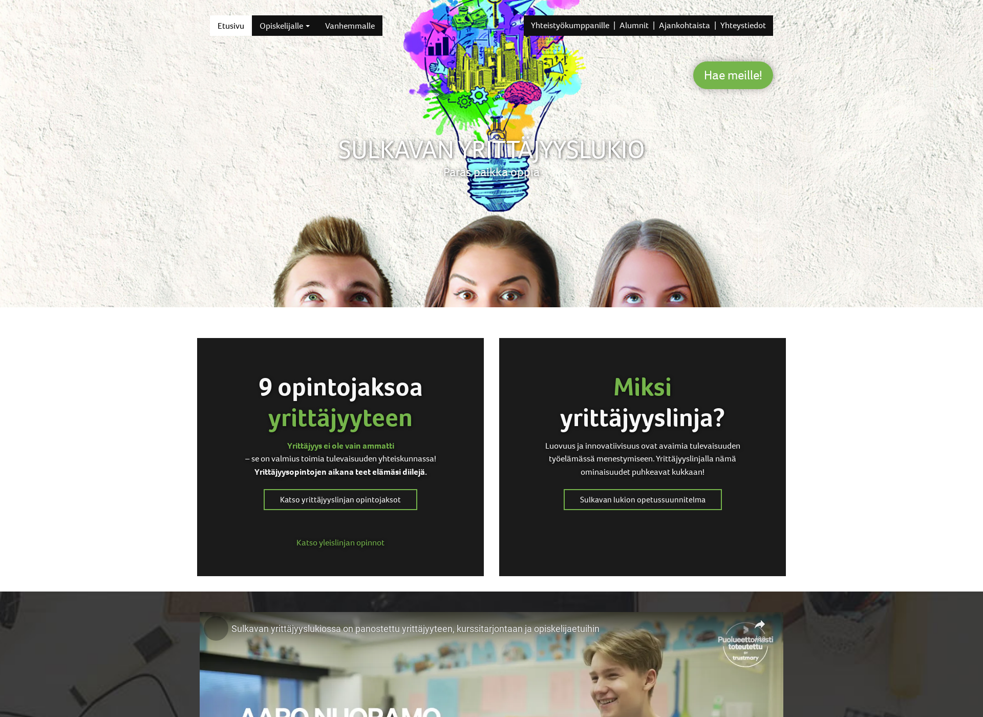 Skärmdump för paraslukio.fi