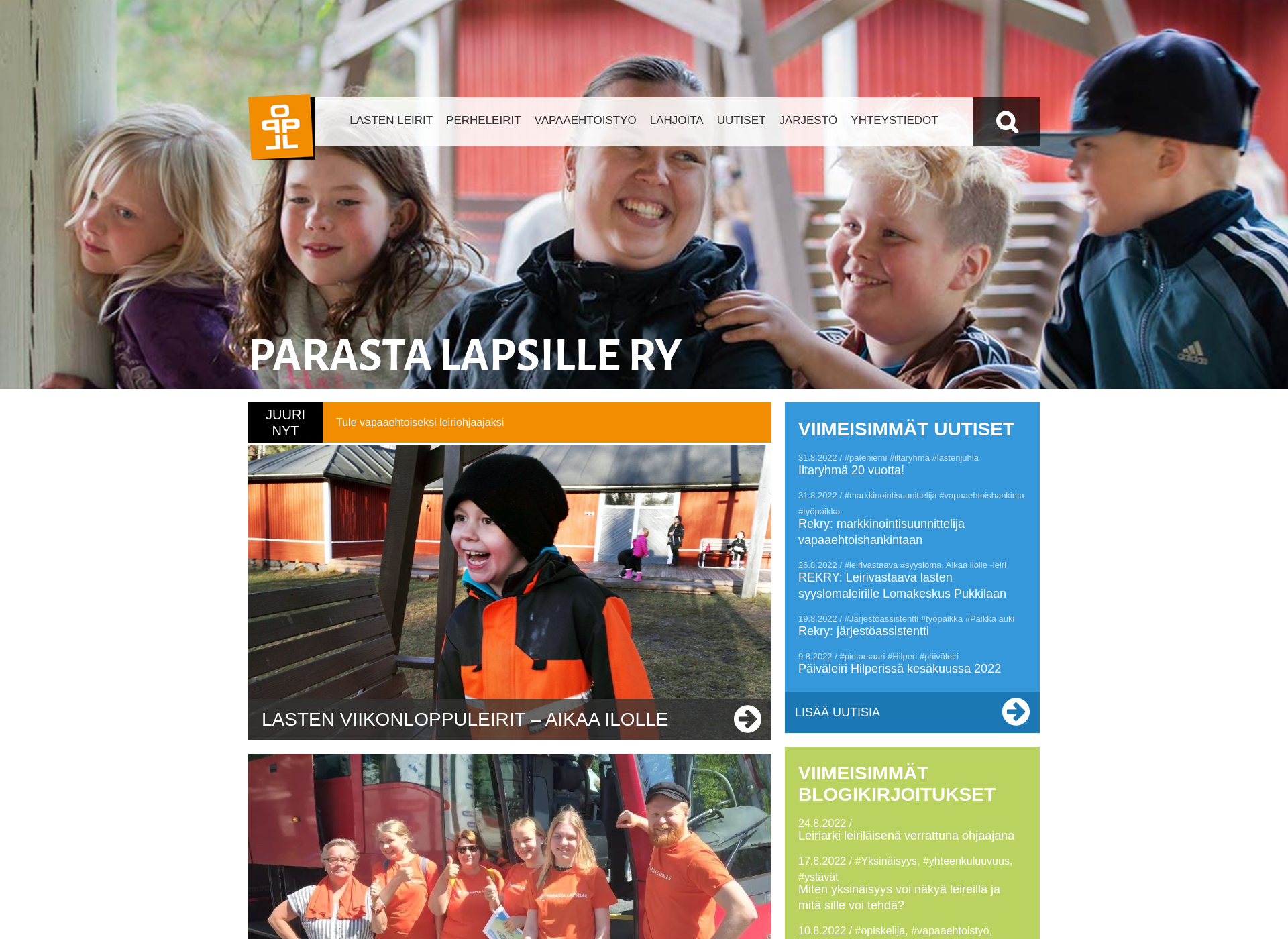 Skärmdump för parastalapsille.fi