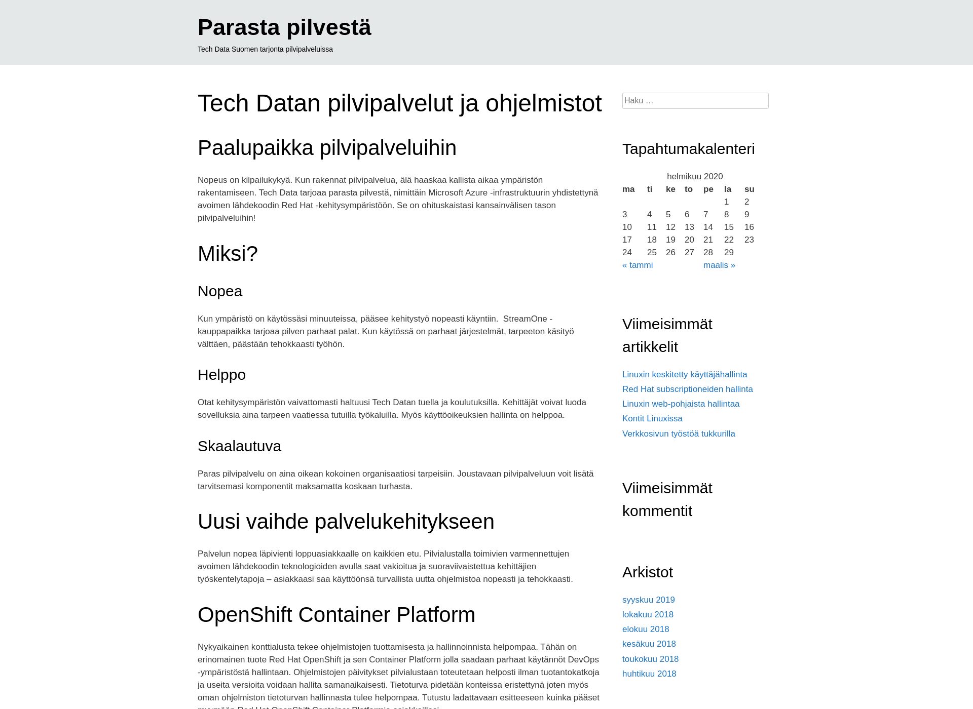 Screenshot for parastapilvestä.fi