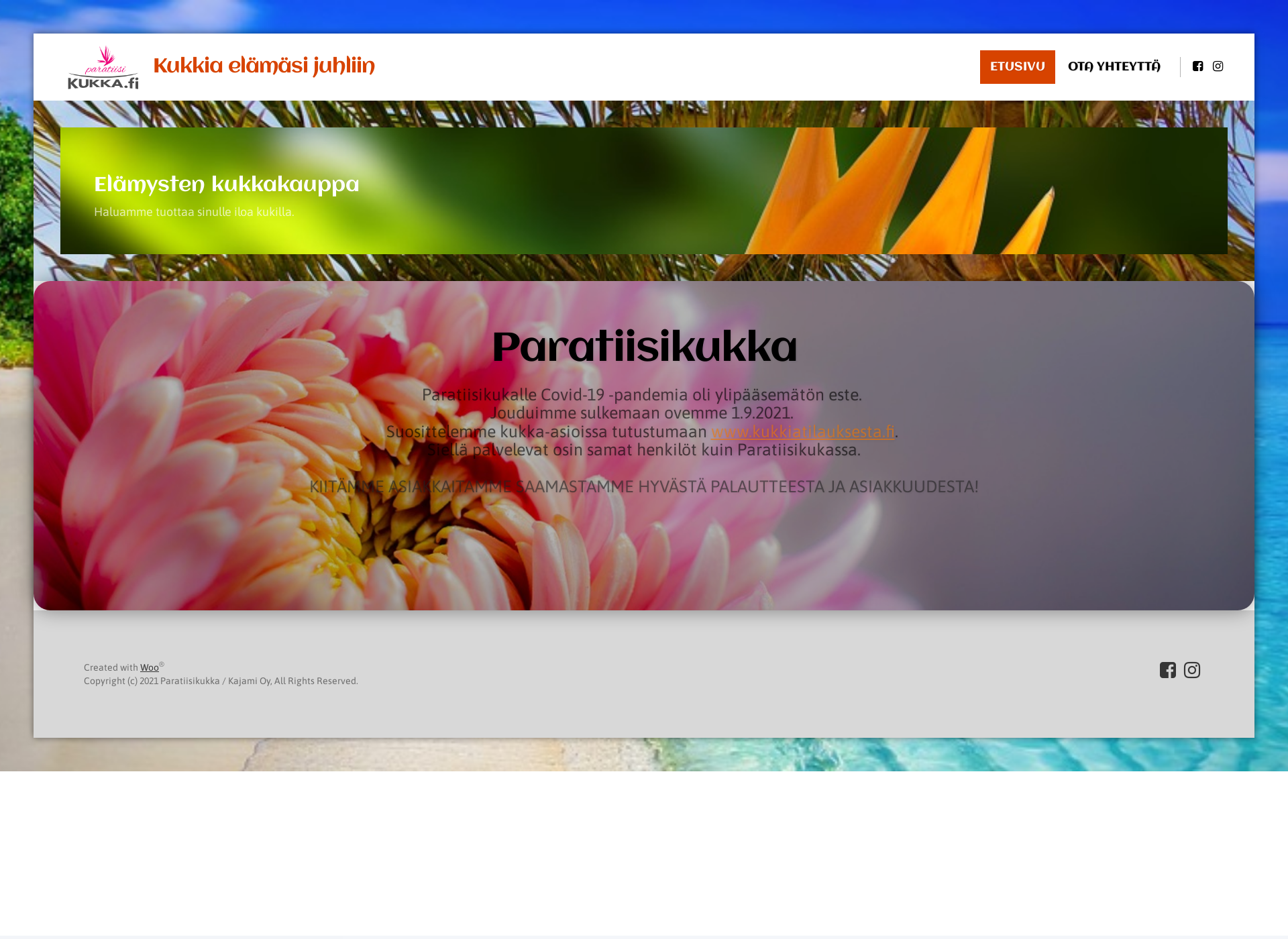 Skärmdump för paratiisikukka.fi