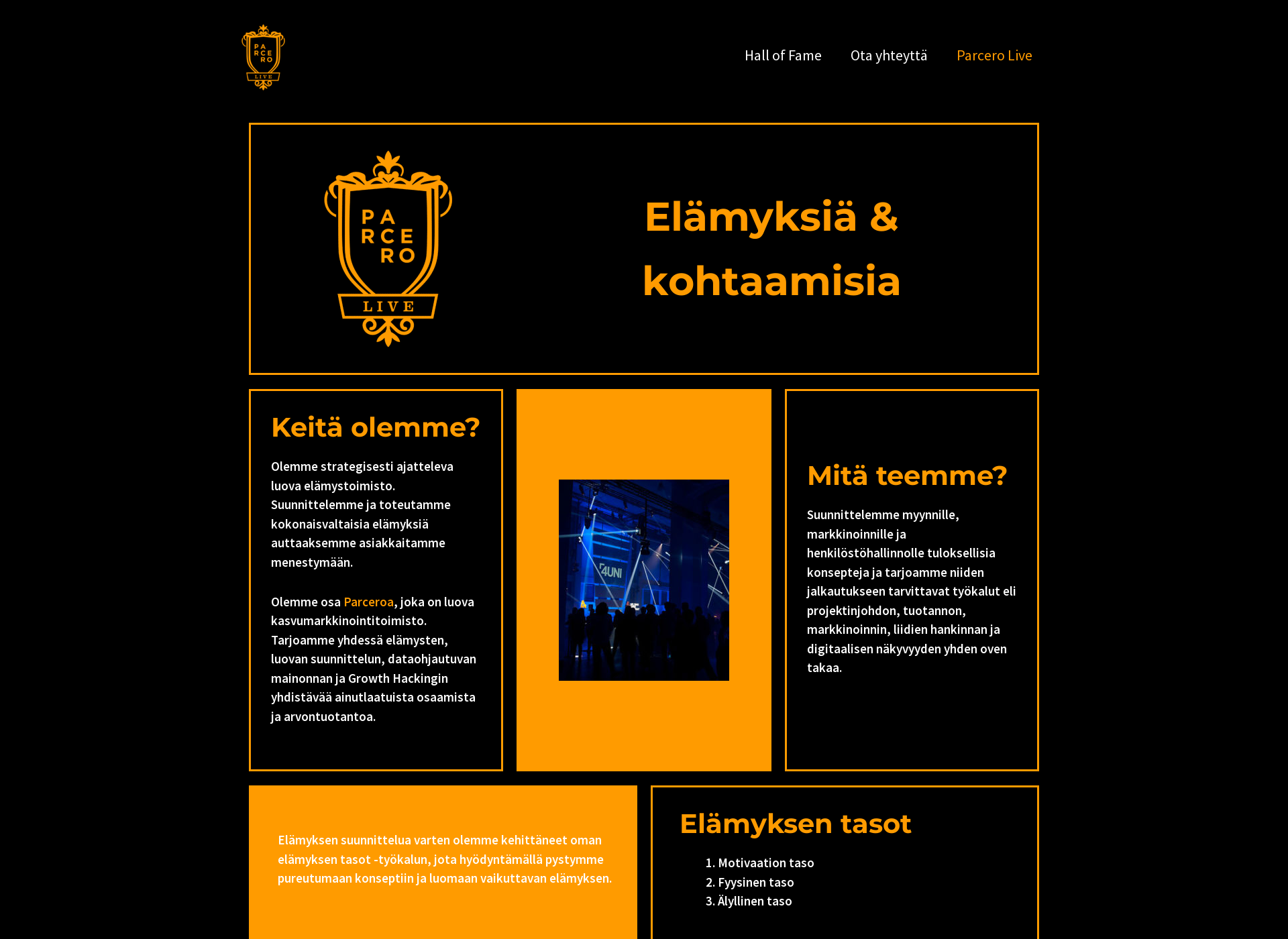 Skärmdump för parcerolive.fi