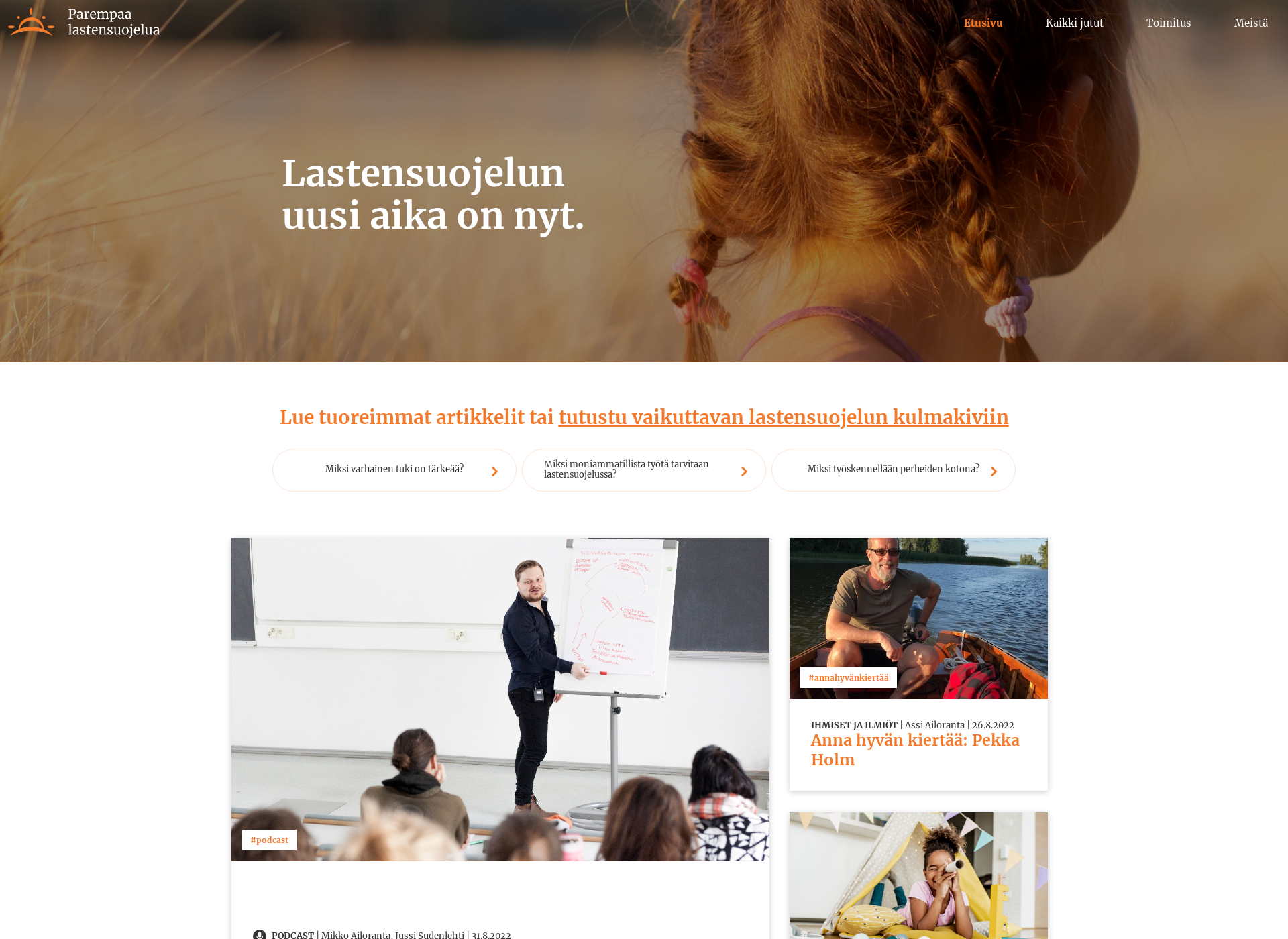 Skärmdump för parempaalastensuojelua.fi