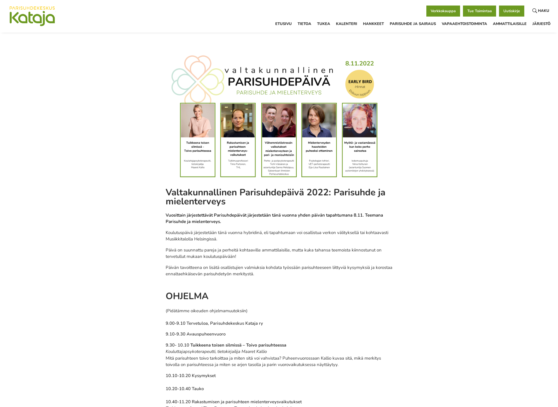 Skärmdump för parisuhdepaivat.fi