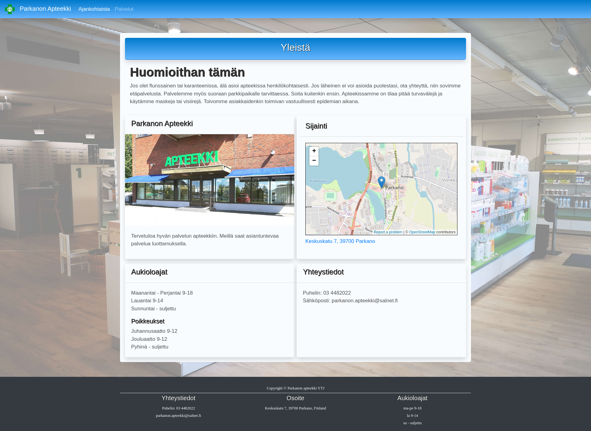 Screenshot for parkanonapteekki.fi