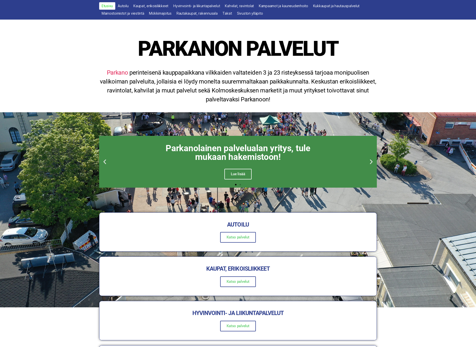 Screenshot for parkanonpalvelut.fi