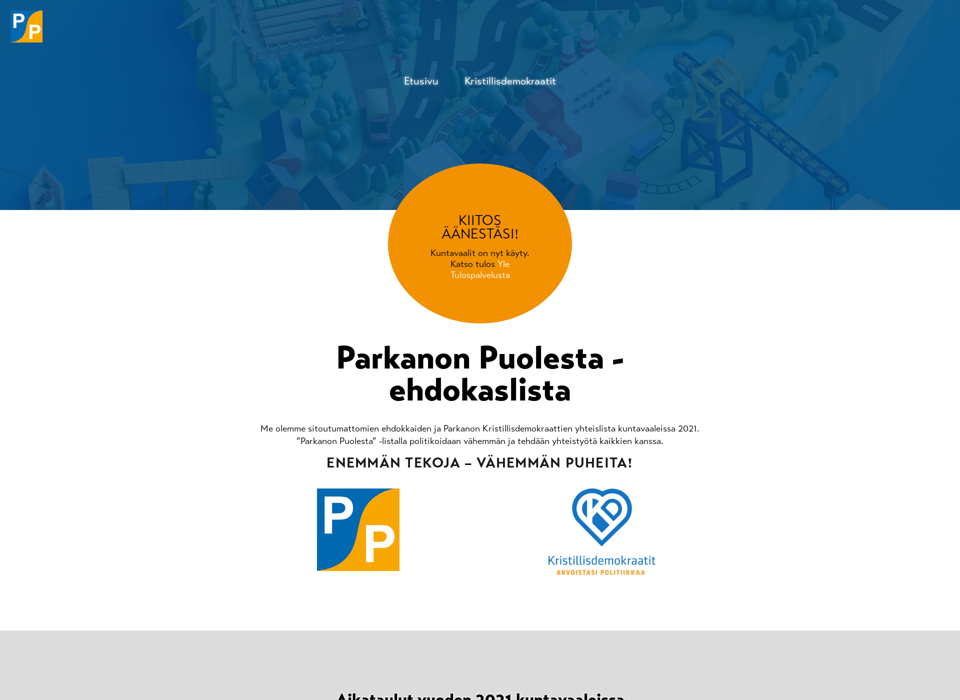 Skärmdump för parkanonpuolesta.fi