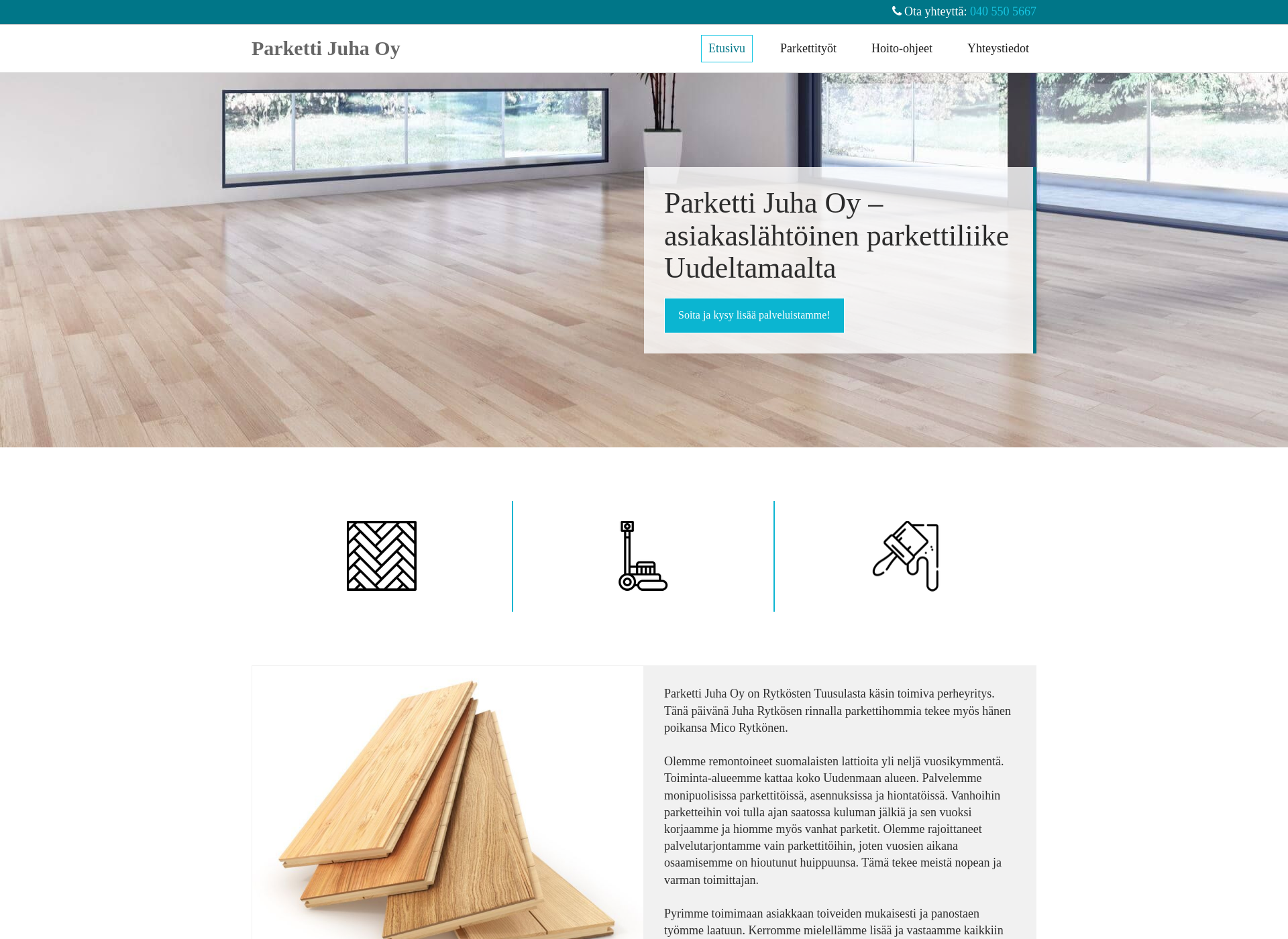 Screenshot for parkettijuha.fi