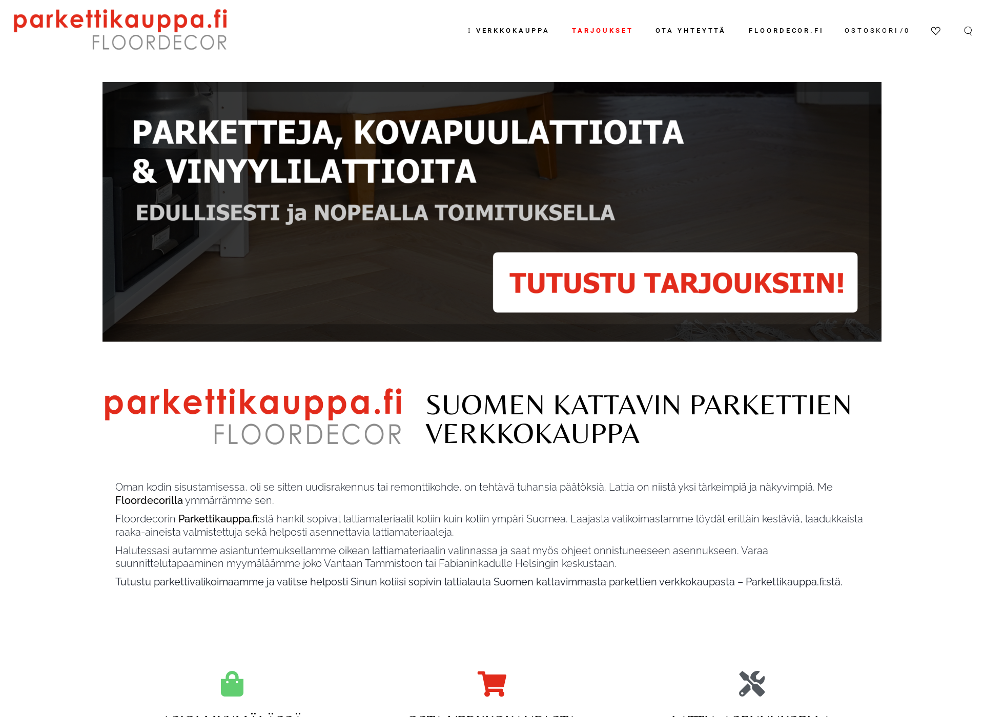 Skärmdump för parkettikauppa.fi