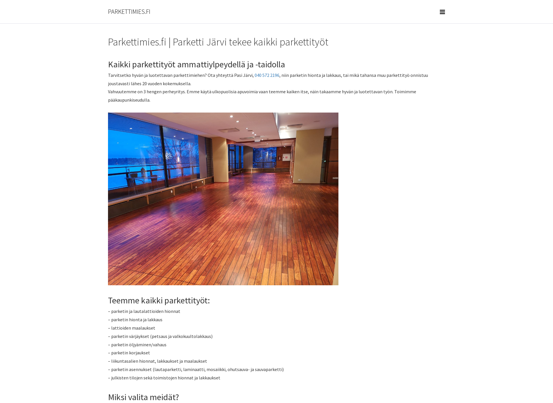 Screenshot for parkettimies.fi