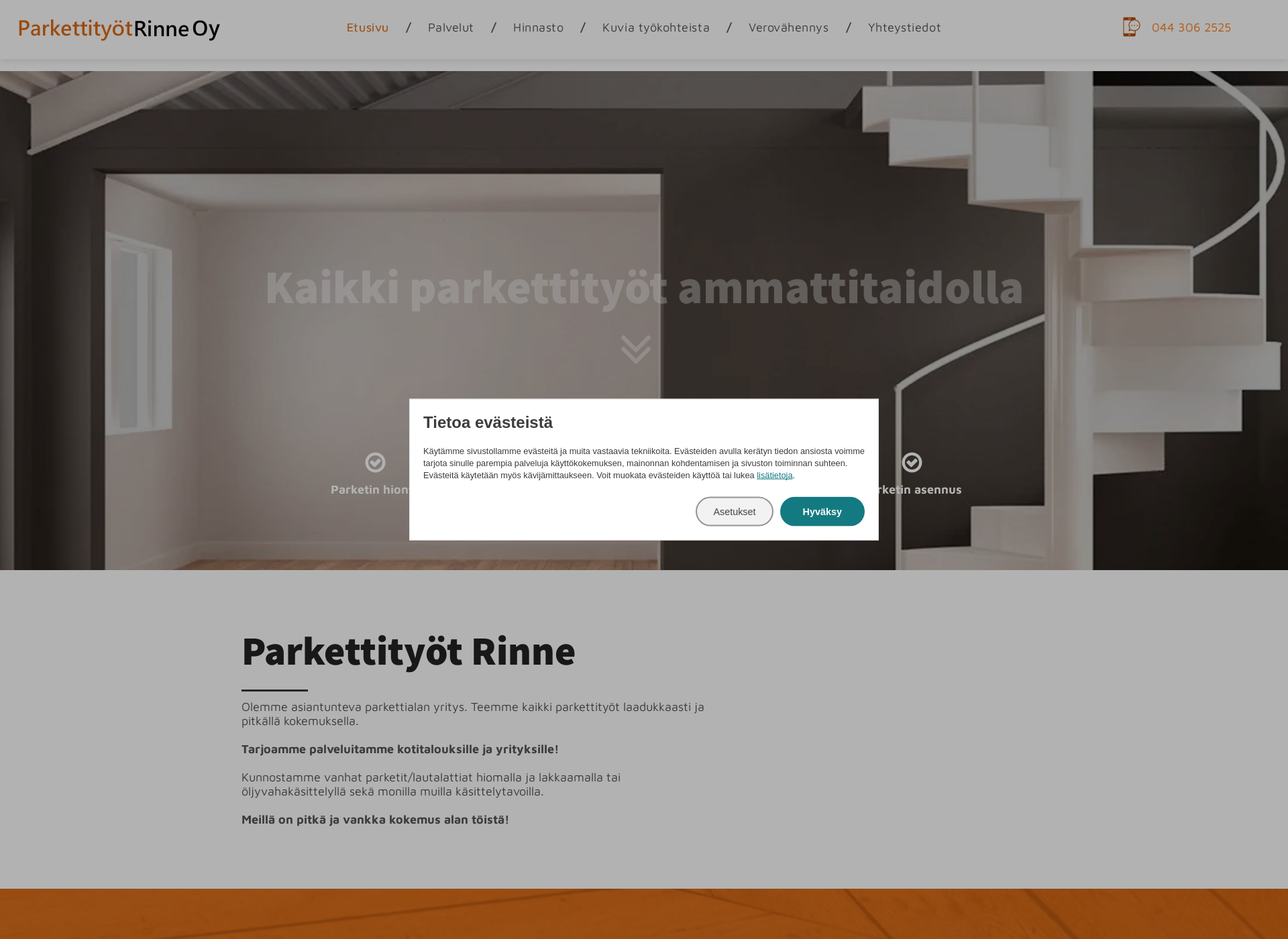 Skärmdump för parkettirinne.fi