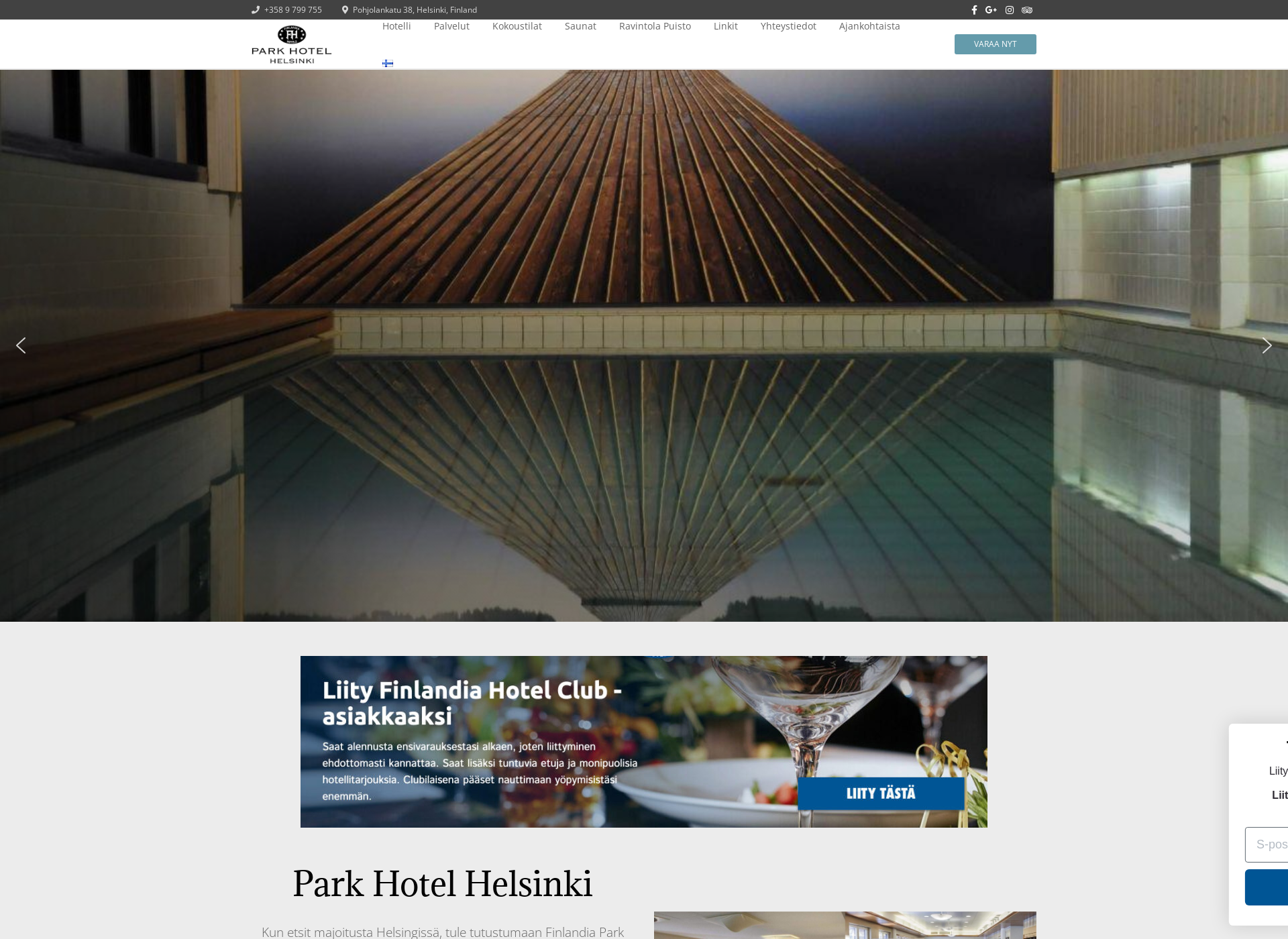 Skärmdump för parkhotel.fi
