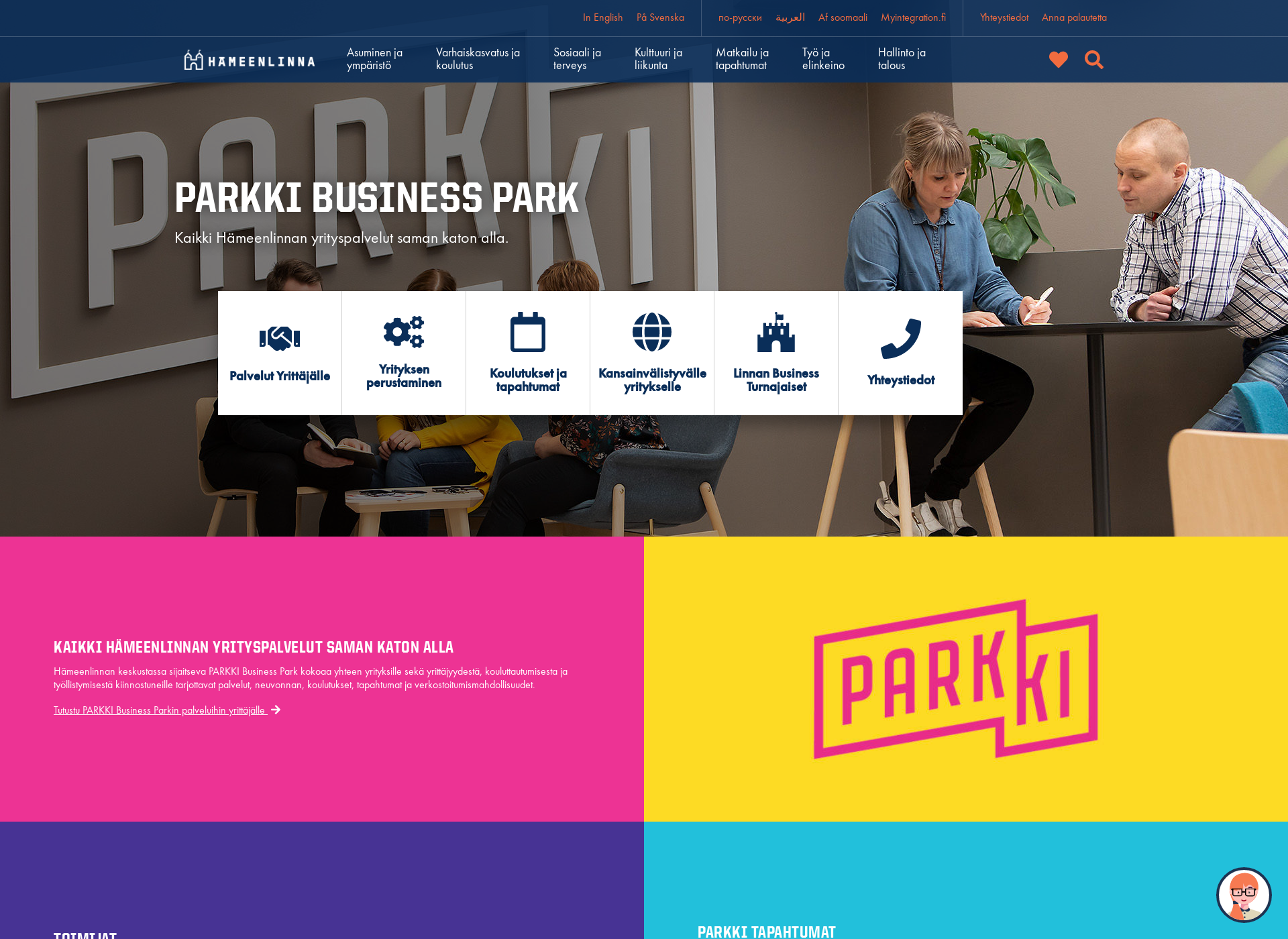 Skärmdump för parkkibusinesspark.fi