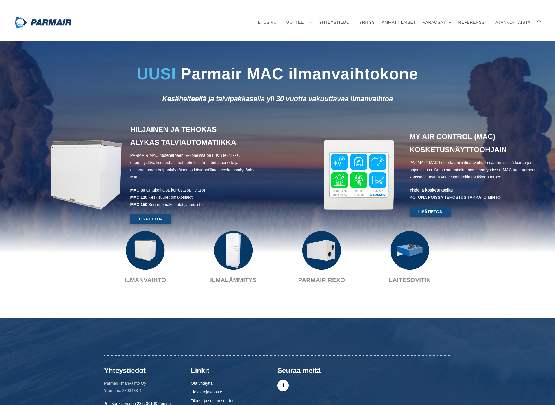 Skärmdump för parmairilmanvaihto.fi