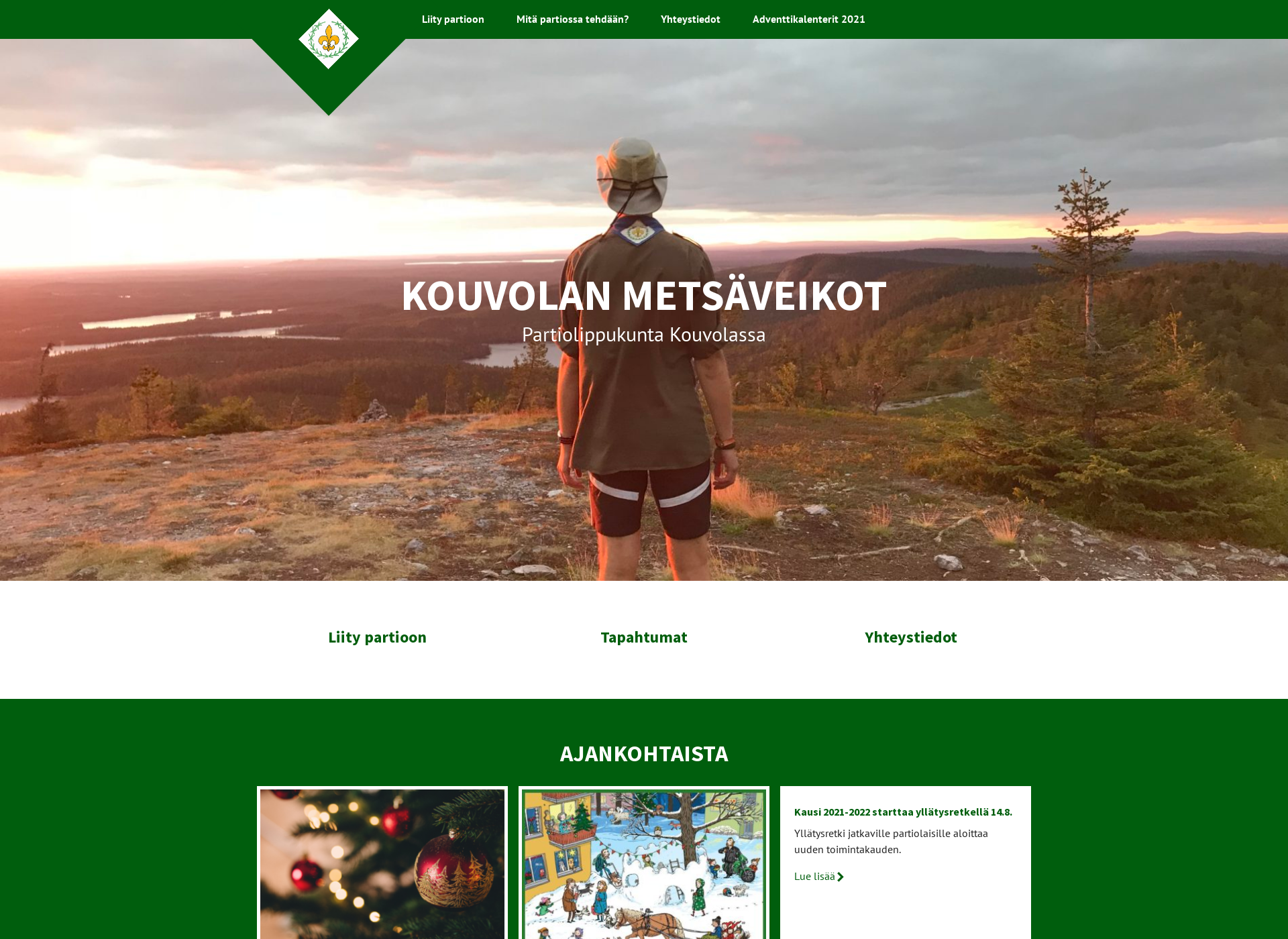 Skärmdump för partio-kmv.fi