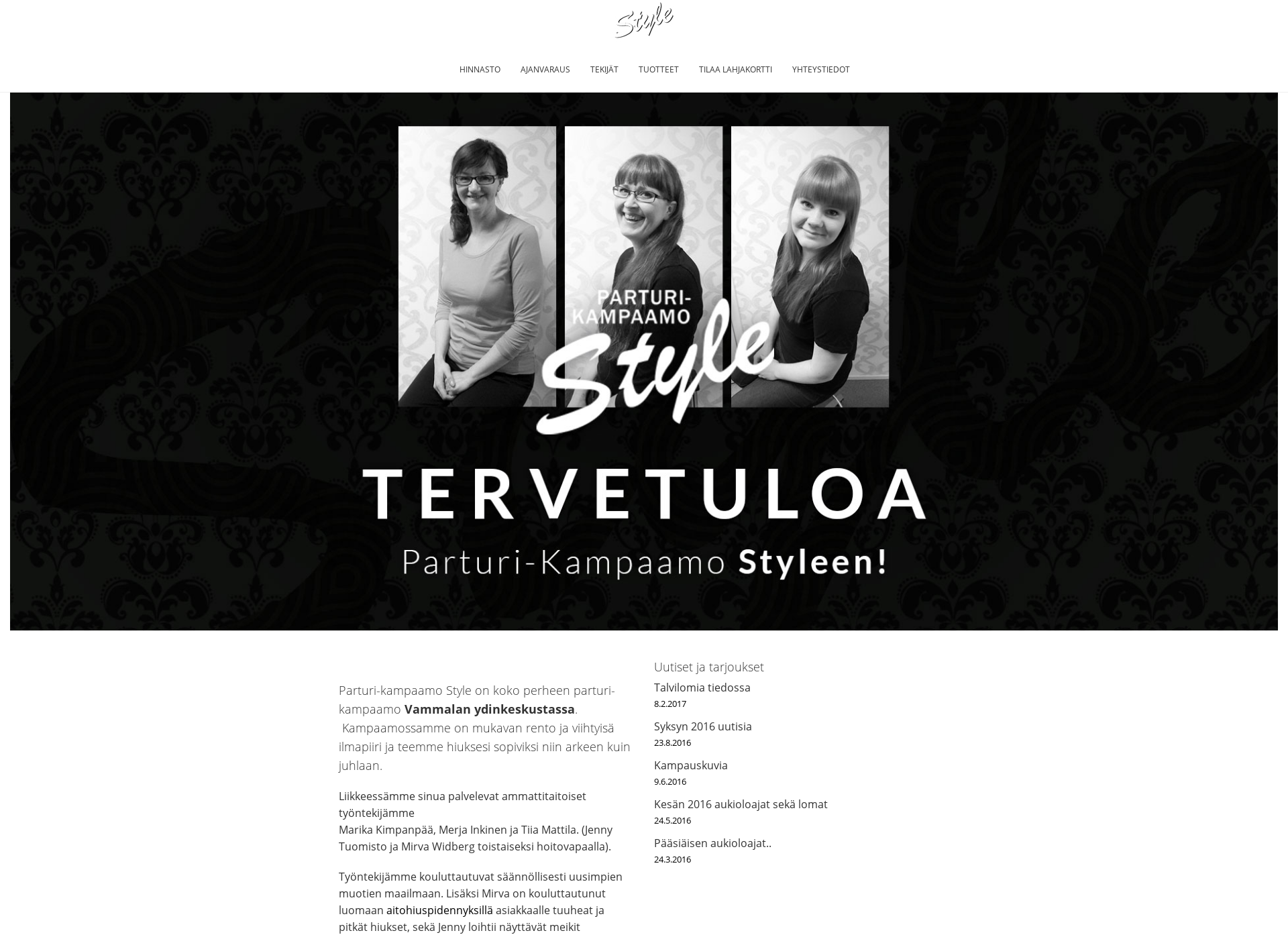 Skärmdump för parturikampaamostyle.fi