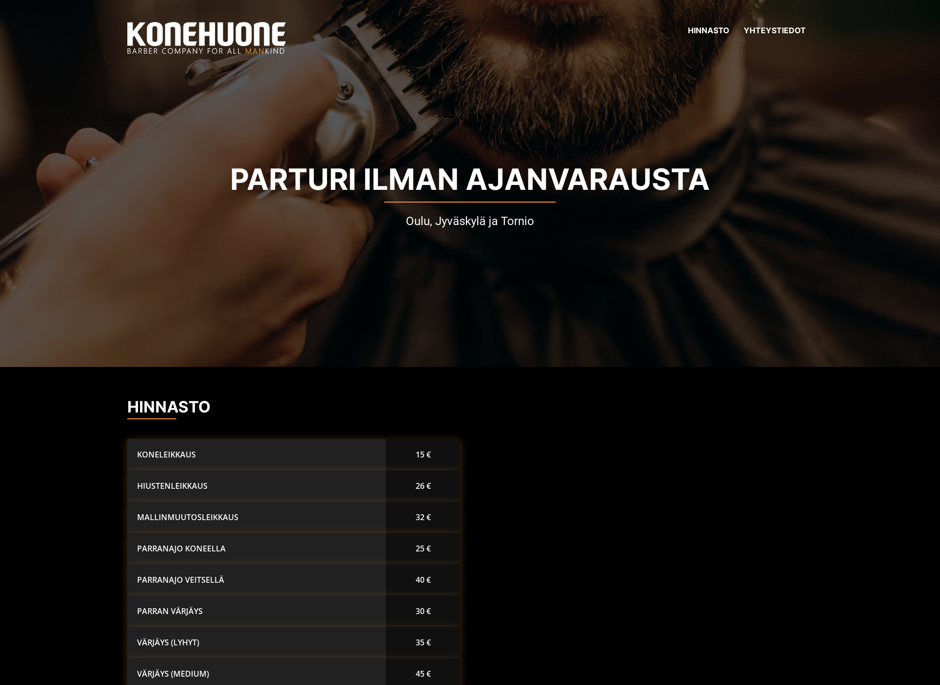 Skärmdump för parturikonehuone.fi