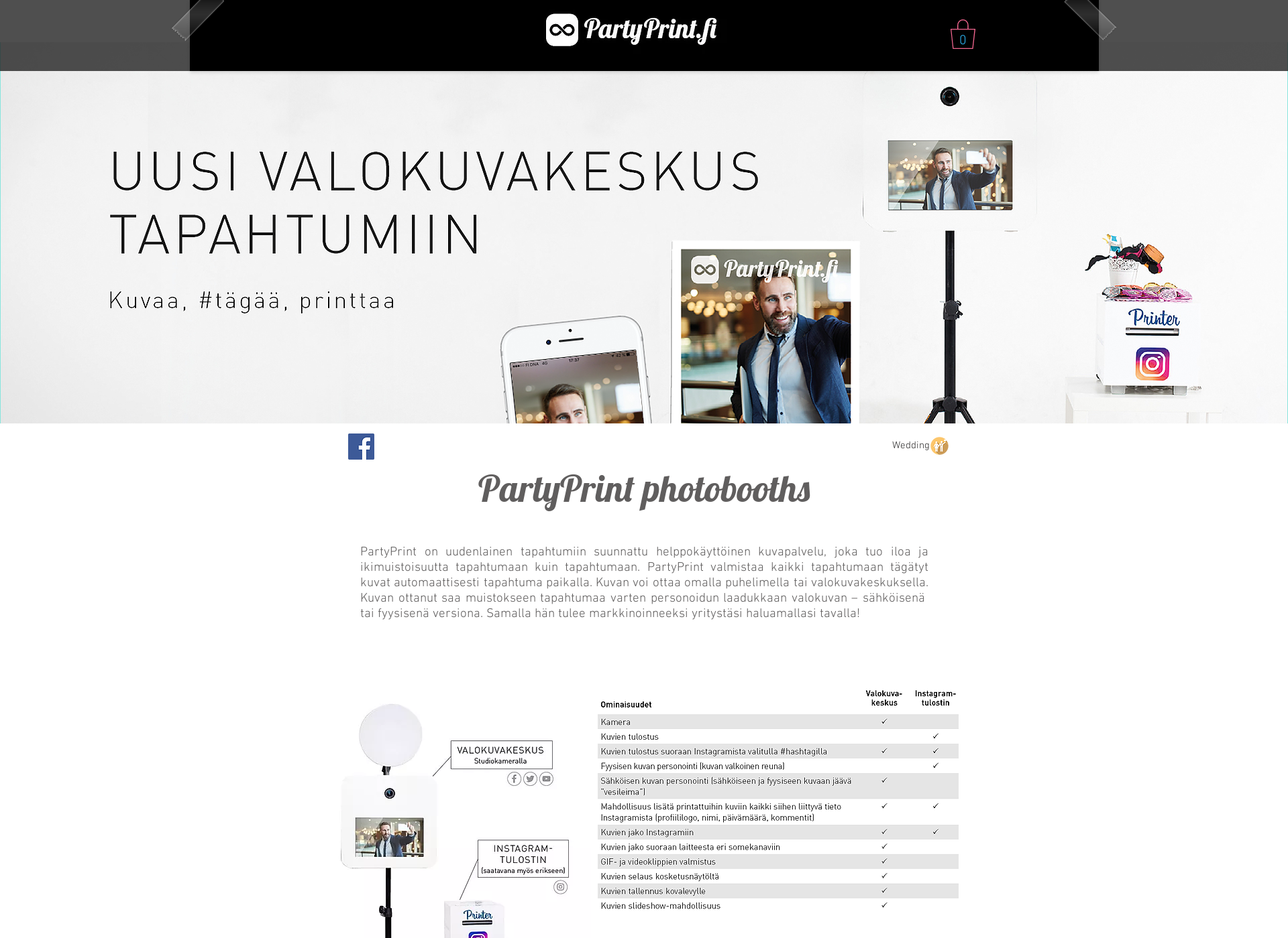 Skärmdump för partyprint.fi