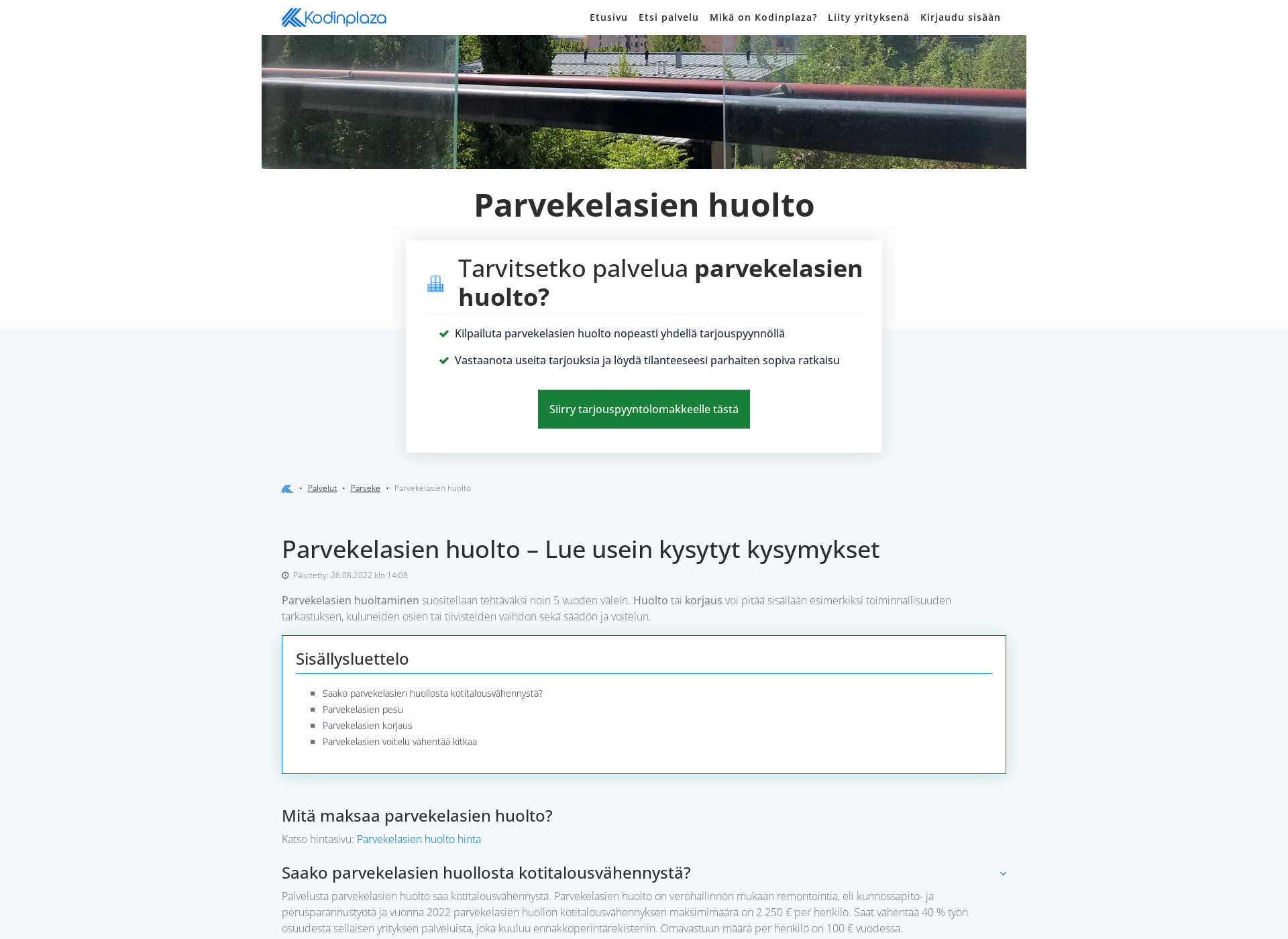 Näyttökuva parvekelasitushuolto.fi