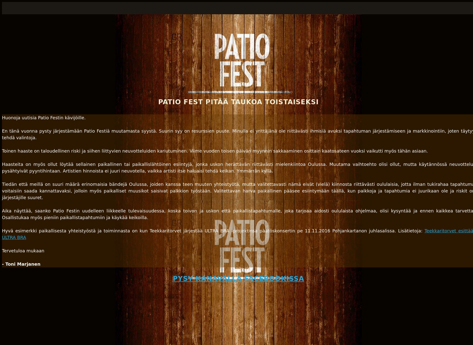 Screenshot for patiofest.fi